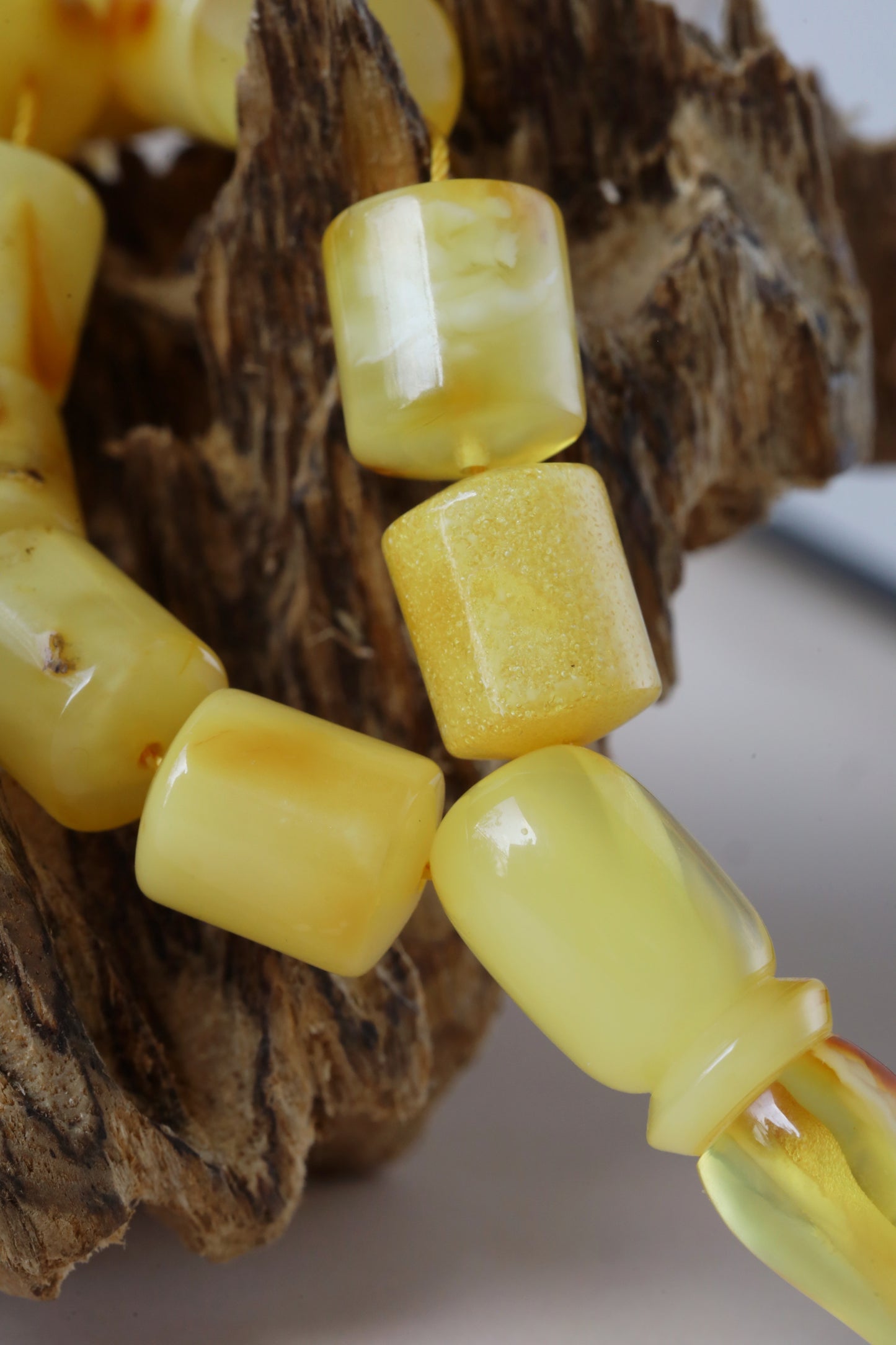 Natural Multicolor Raw Barrel Shape Amber Tasbih 45 Beads
