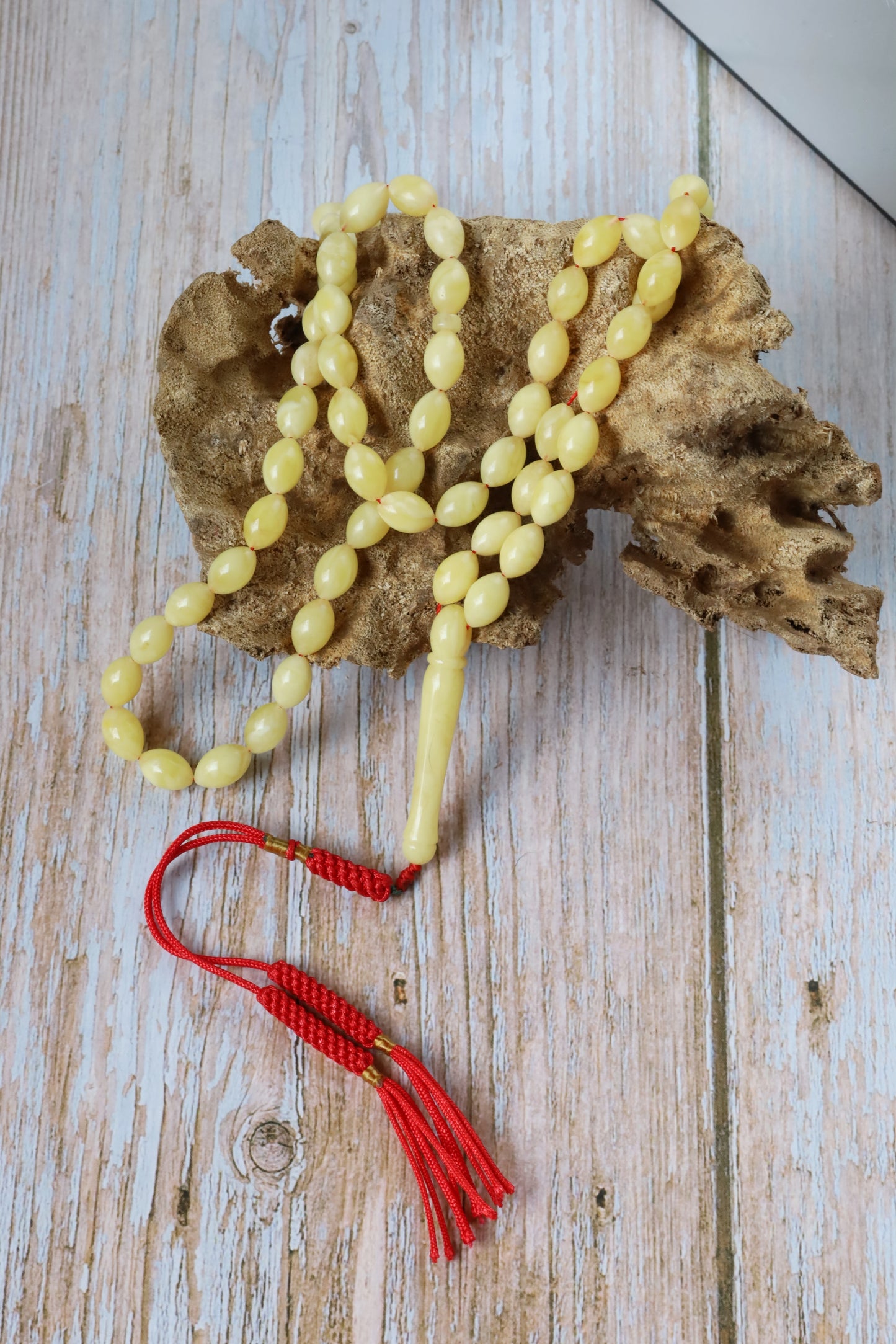 Tiger Butterscotch Amber Misbah – 66 Olive Beads