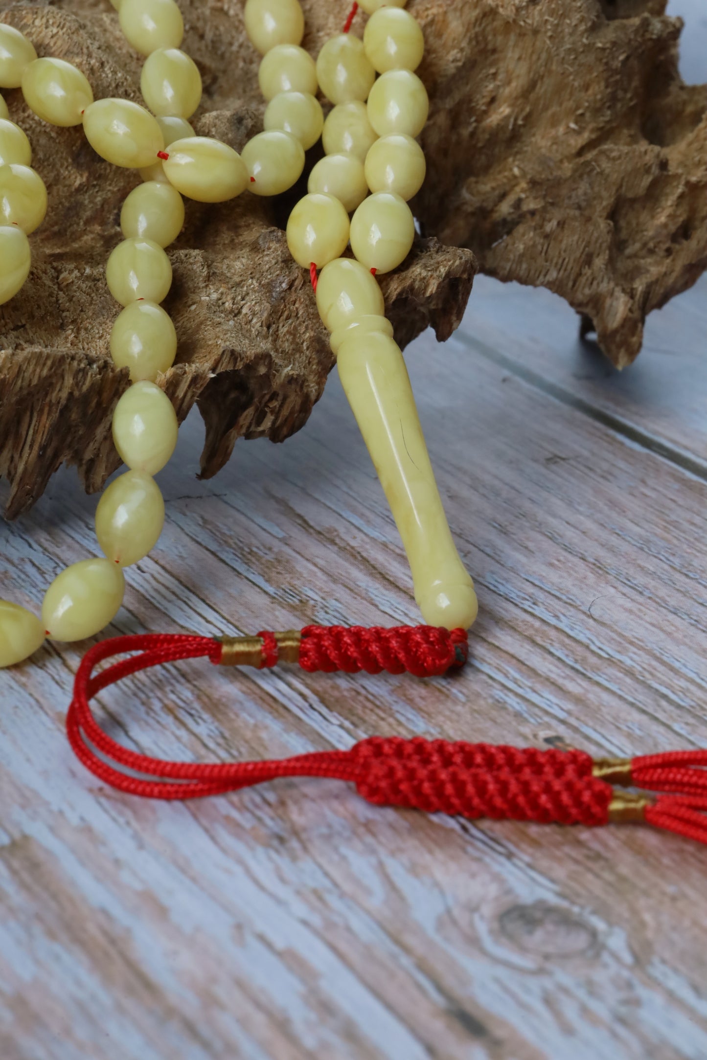 Tiger Butterscotch Amber Misbah – 66 Olive Beads