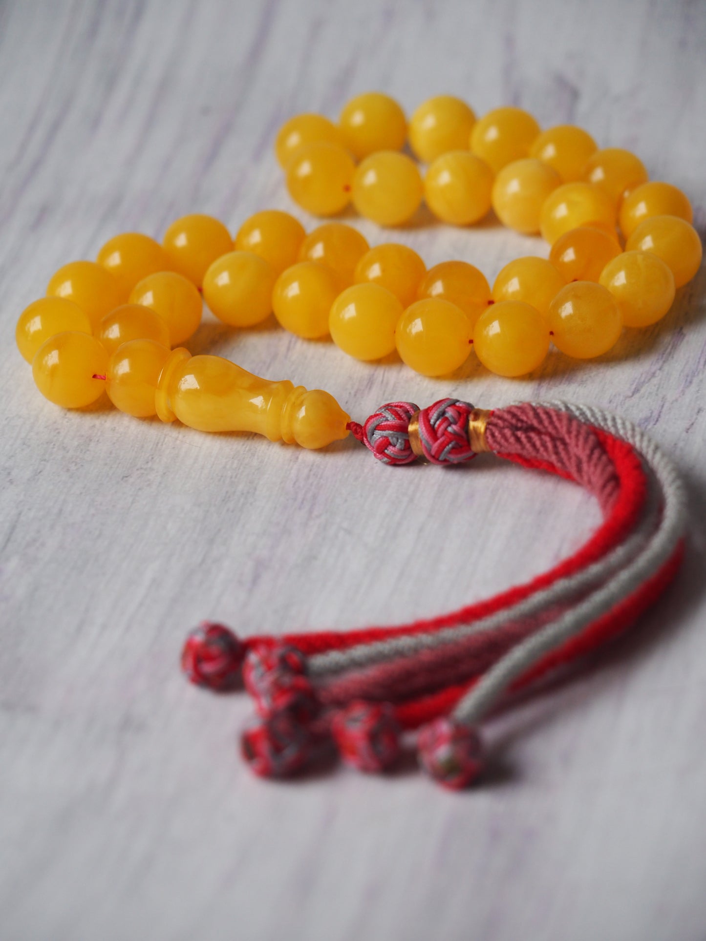 Natural Butterscotch Amber Misbah 33 Beads 13 mm