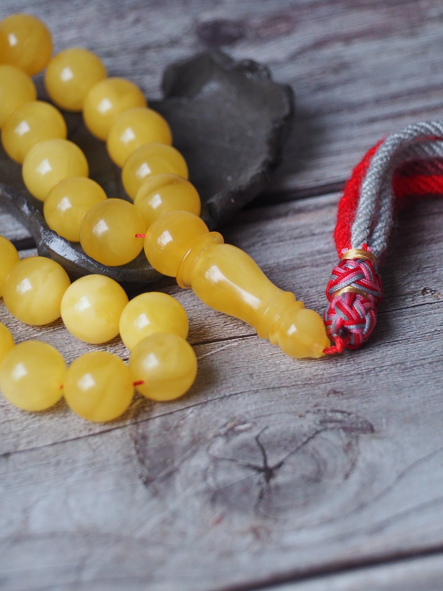 Natural Butterscotch Amber Misbah 33 Beads 13 mm