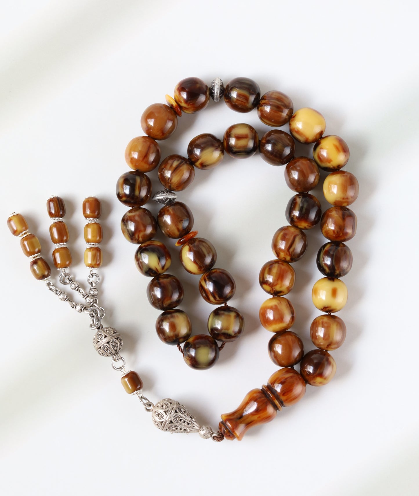 Rare Jumbo Antique German Bakelite Misbah – 33 Beads, 17mm