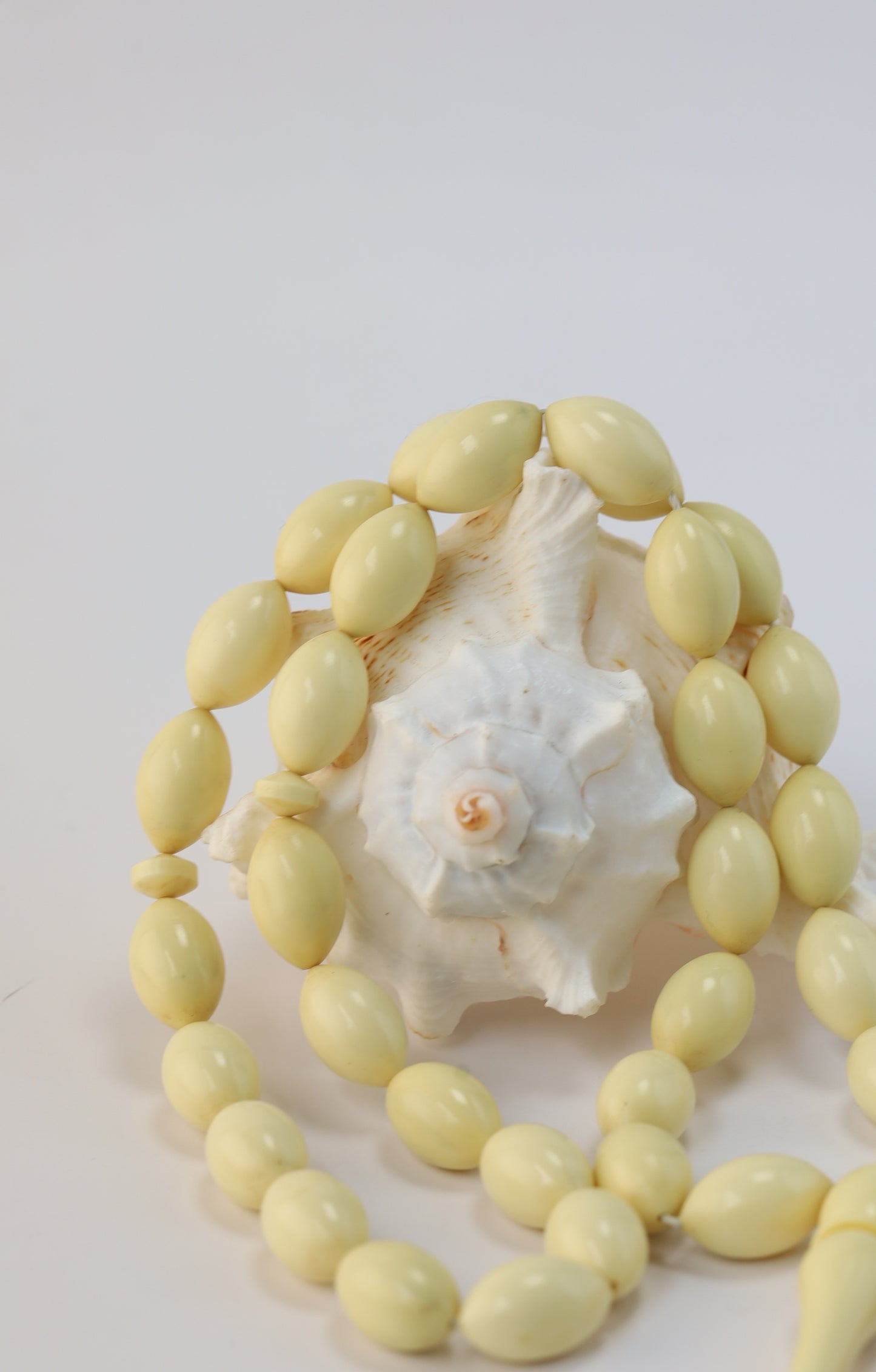 Ivory Chernobyl Old Bakelite Misbah – 33 Selected Olive Shape Beads