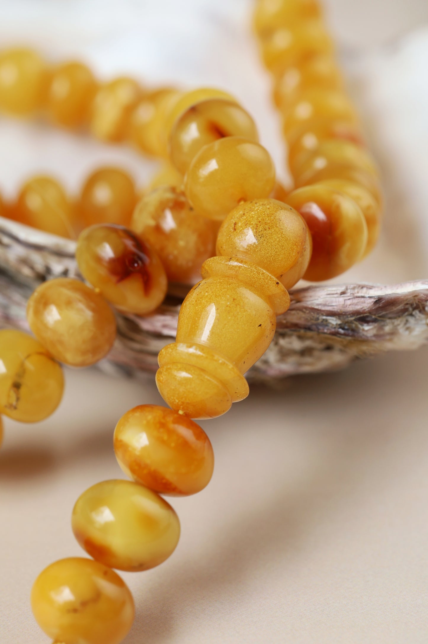 Raw Aged Honey Donut Shape Baltic Amber Rosary – 66 Beads + 3 Spares