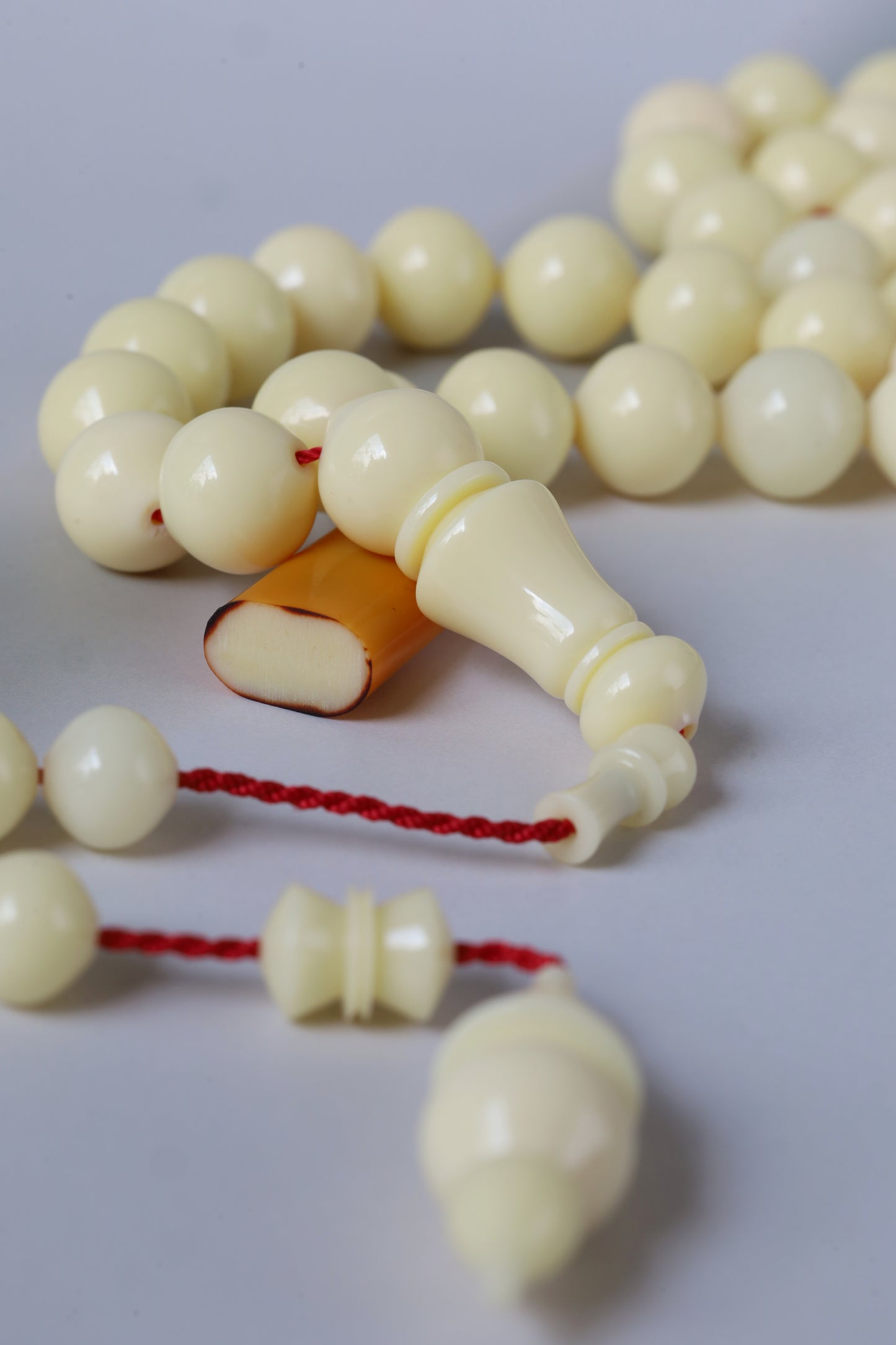 Ivory Cream Bakelite Tasbih – 45 Beads, Rare Istanbul Shape