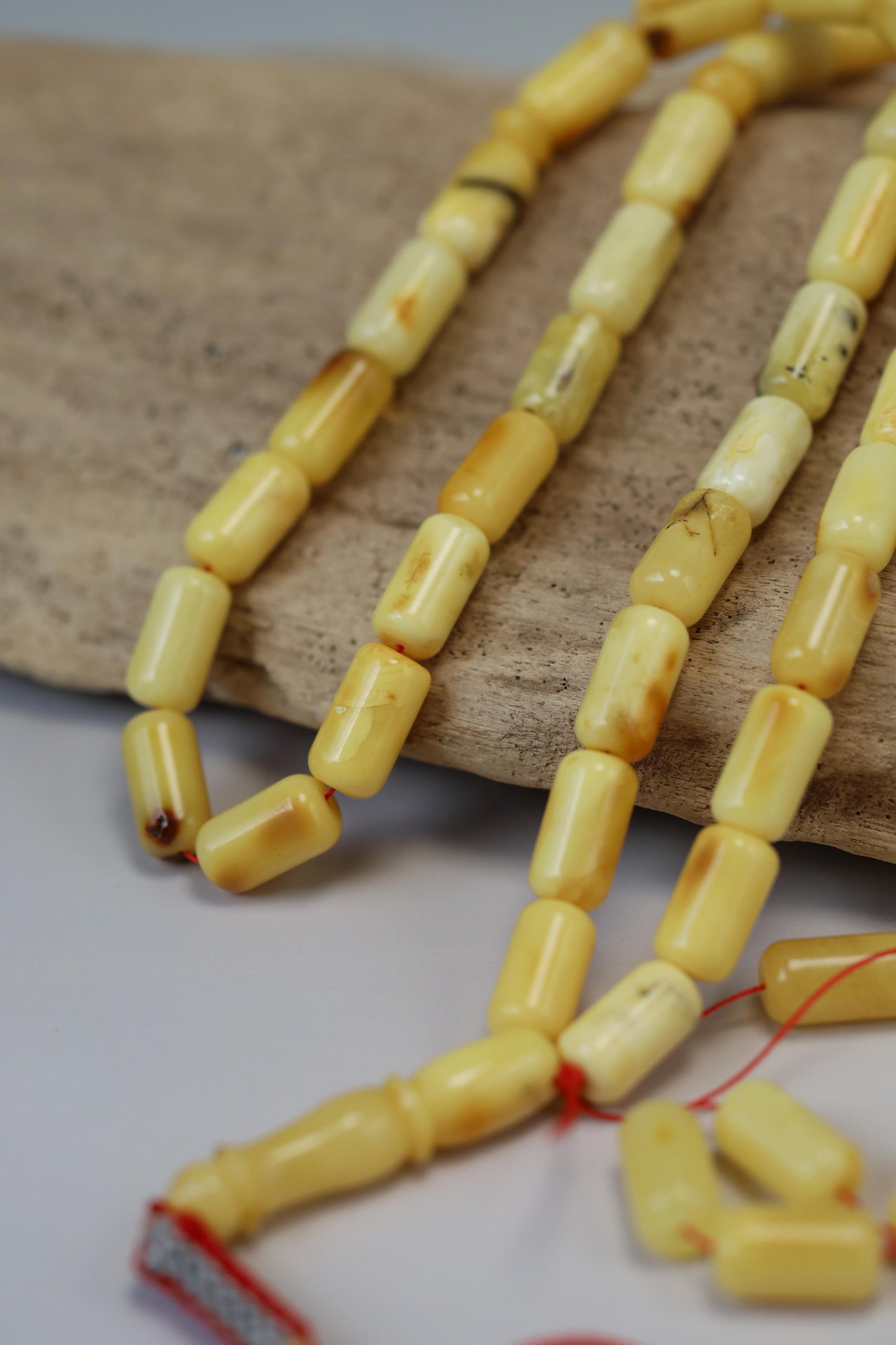 Natural Milk Barrel Shape Amber Rosary – 37 Beads + 8 Spares