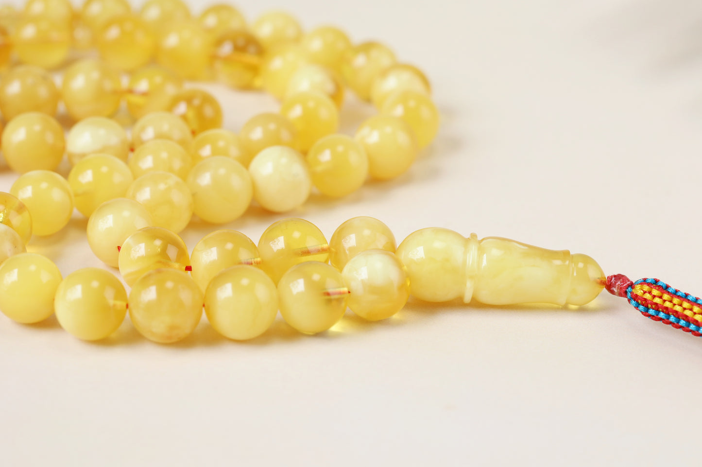 Long Half-Half Pattern Amber Misbah – 57 Beads