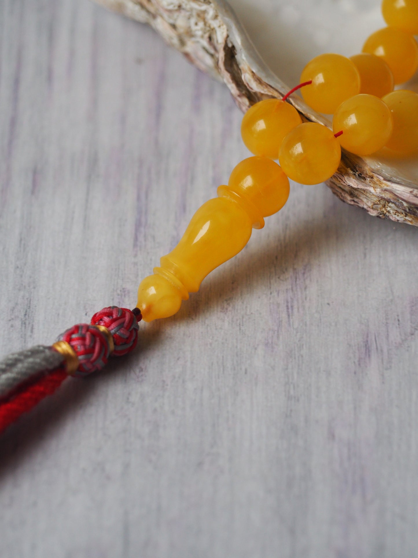 Natural Butterscotch Amber Misbah 33 Beads 13 mm