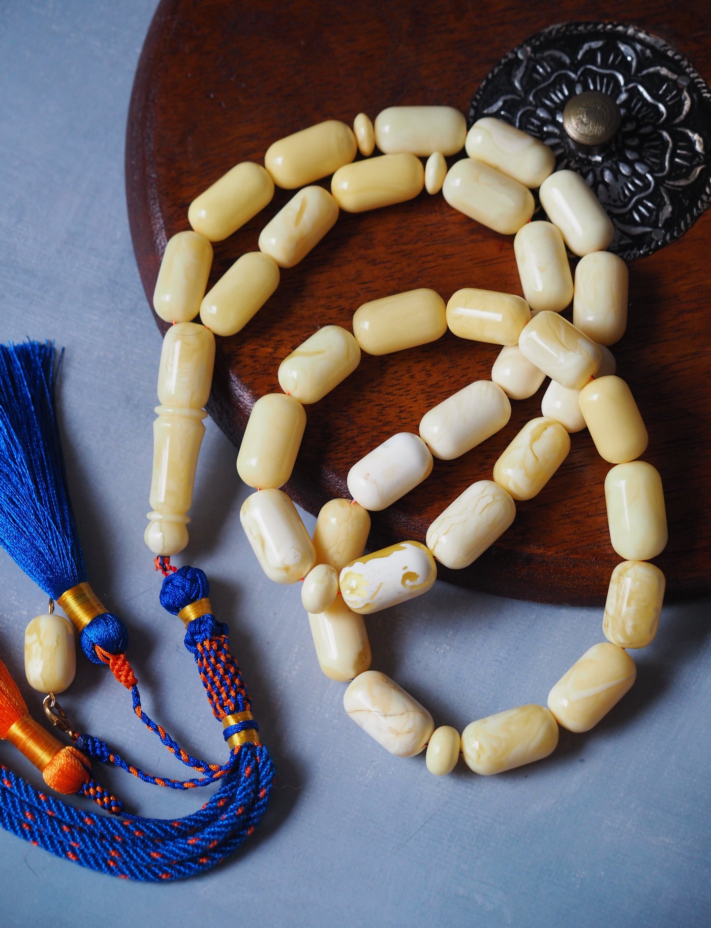 Natural Royal White Barrel Shape Tasbih 33 Beads