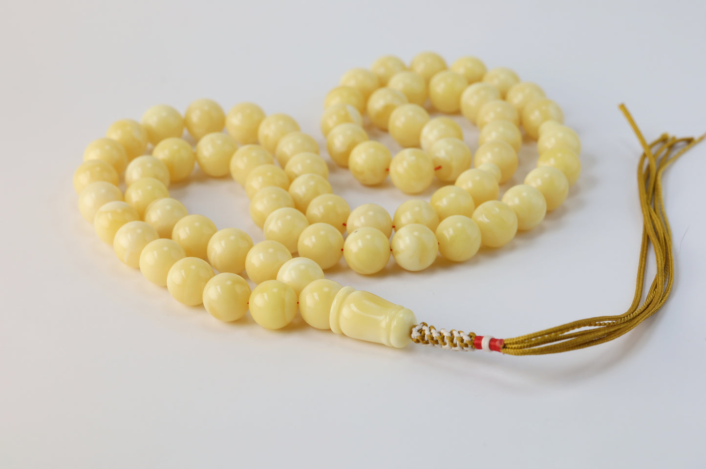 Large Milk Natural Amber Misbah – 66 Beads | 13mm