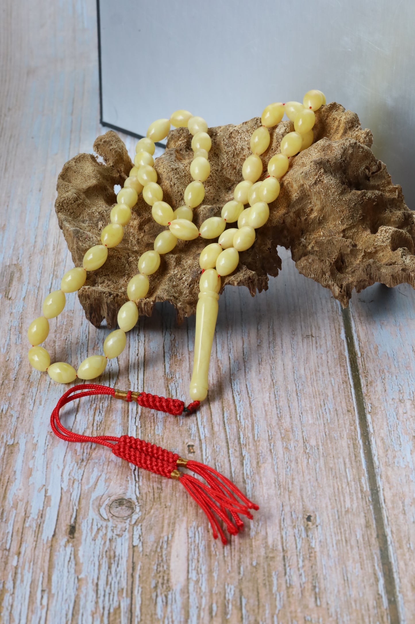 Tiger Butterscotch Amber Misbah – 66 Olive Beads