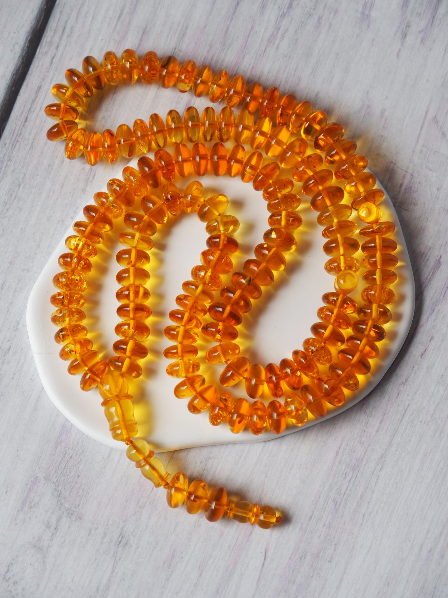 Donut Shape Natural Citron Amber Misbaha 128 Beads