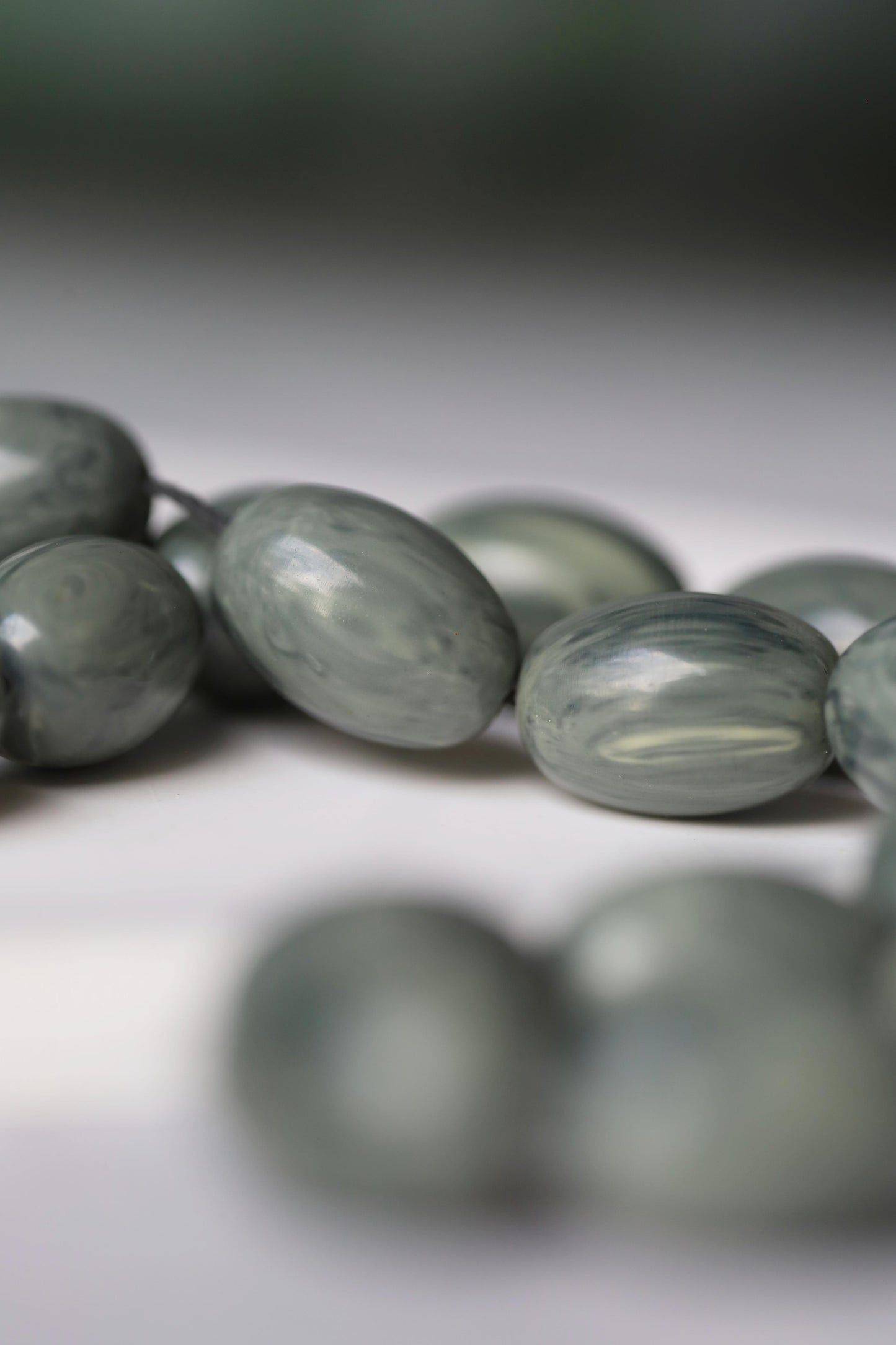 Cloudy Grey "Chernobyl" Bakelite Misbah 33 Beads
