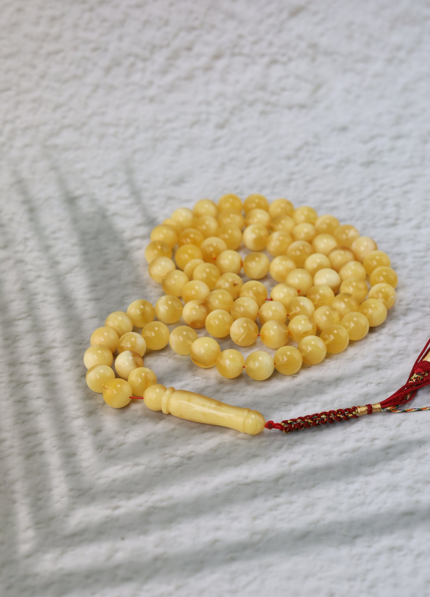 Half-Half Cloudy & Milk Amber Misbah – 75 Beads