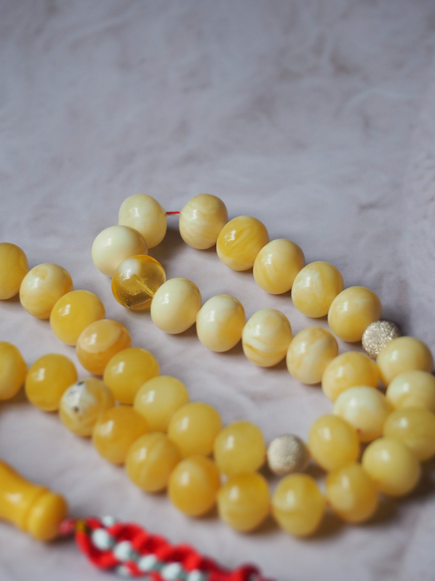 Royal White and Butterscotch Natural Amber Tasbih 45 Istanbul Shape Beads