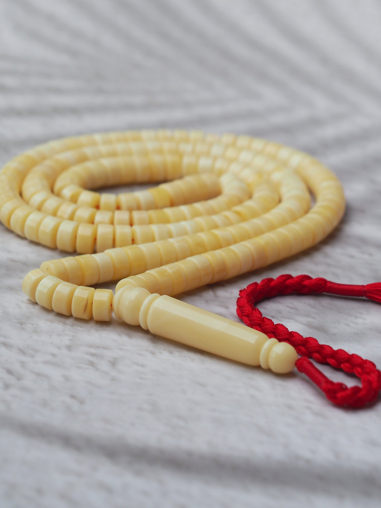 Natural Ceramic Light Milk Donut Shaped Amber Rosary / Misbaha 159 Beads