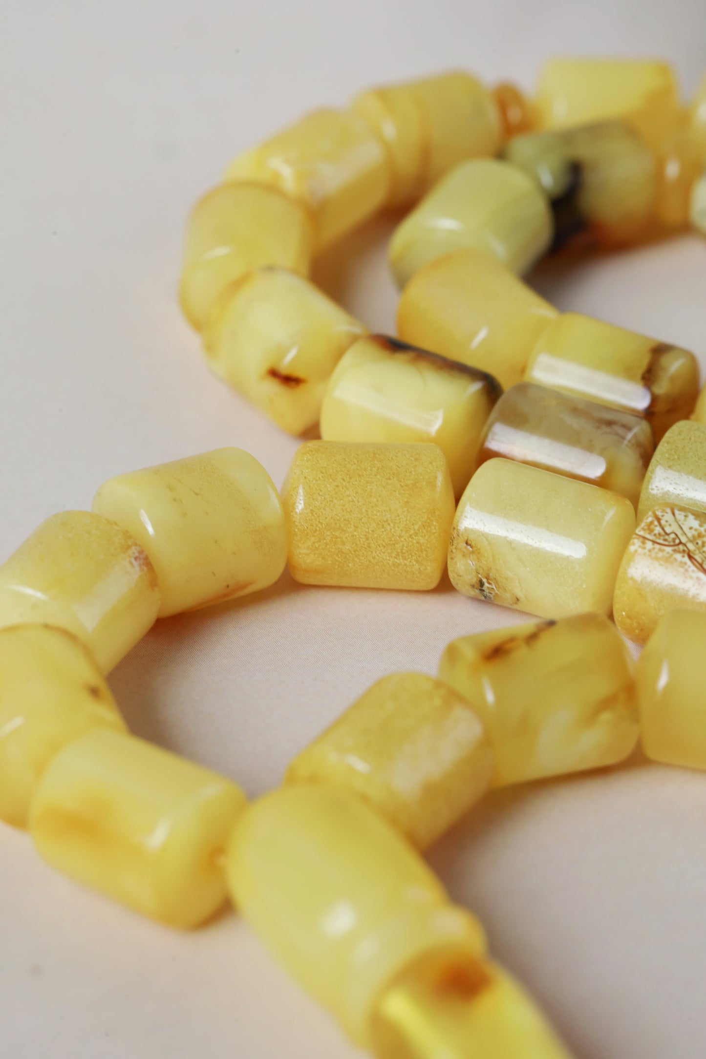 Natural Multicolor Raw Barrel Shape Amber Tasbih 45 Beads