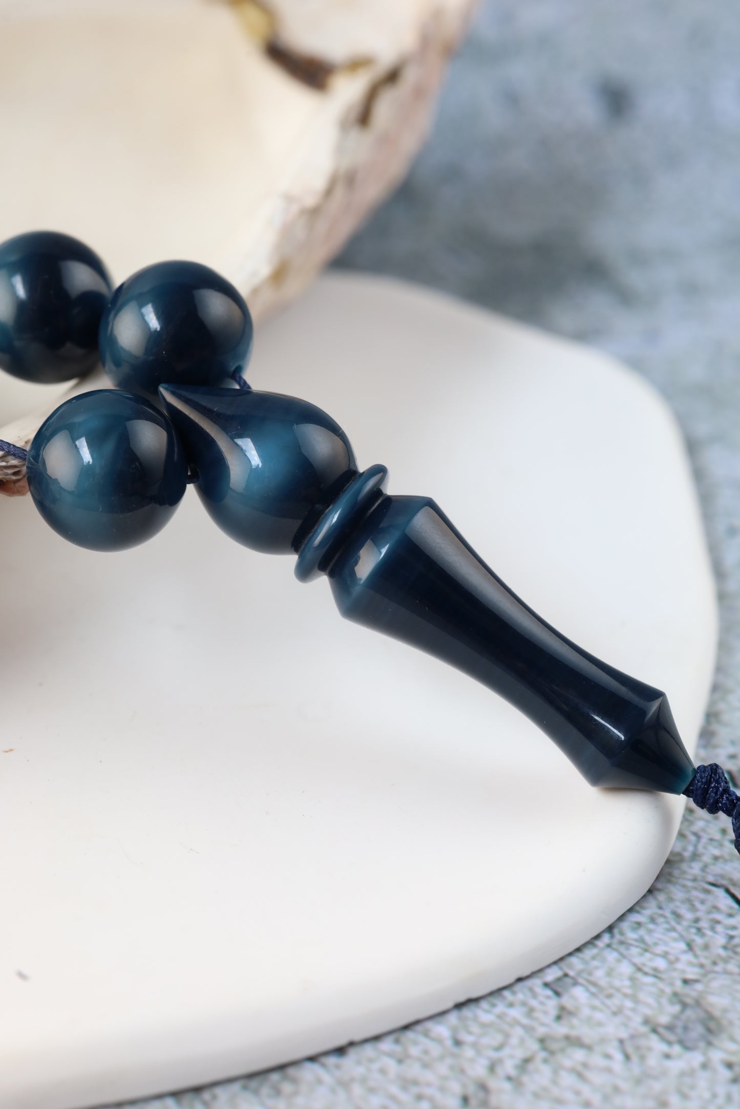 Two-Face Blue Galalith Misbah – 45 Beads