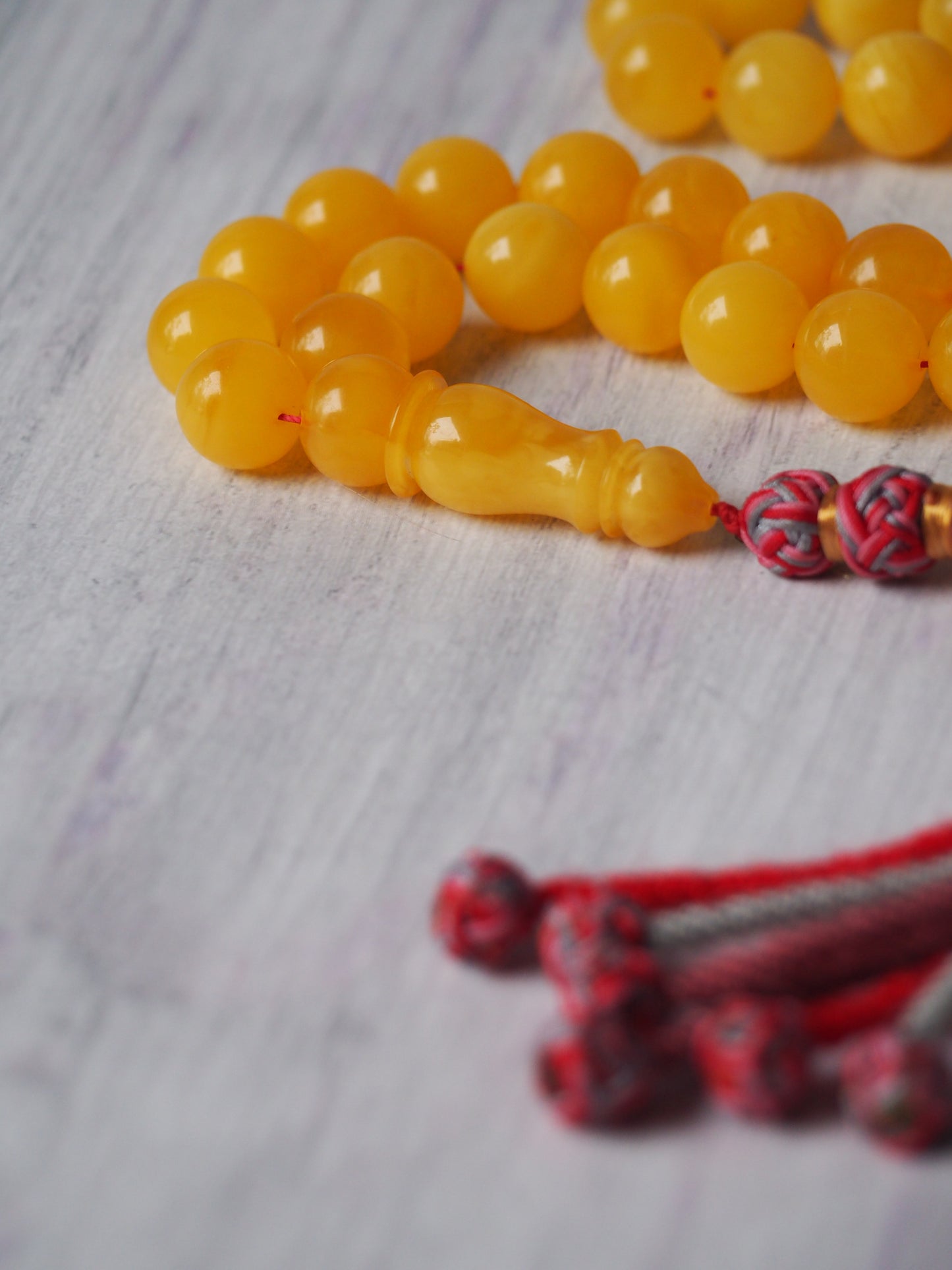 Natural Butterscotch Amber Misbah 33 Beads 13 mm