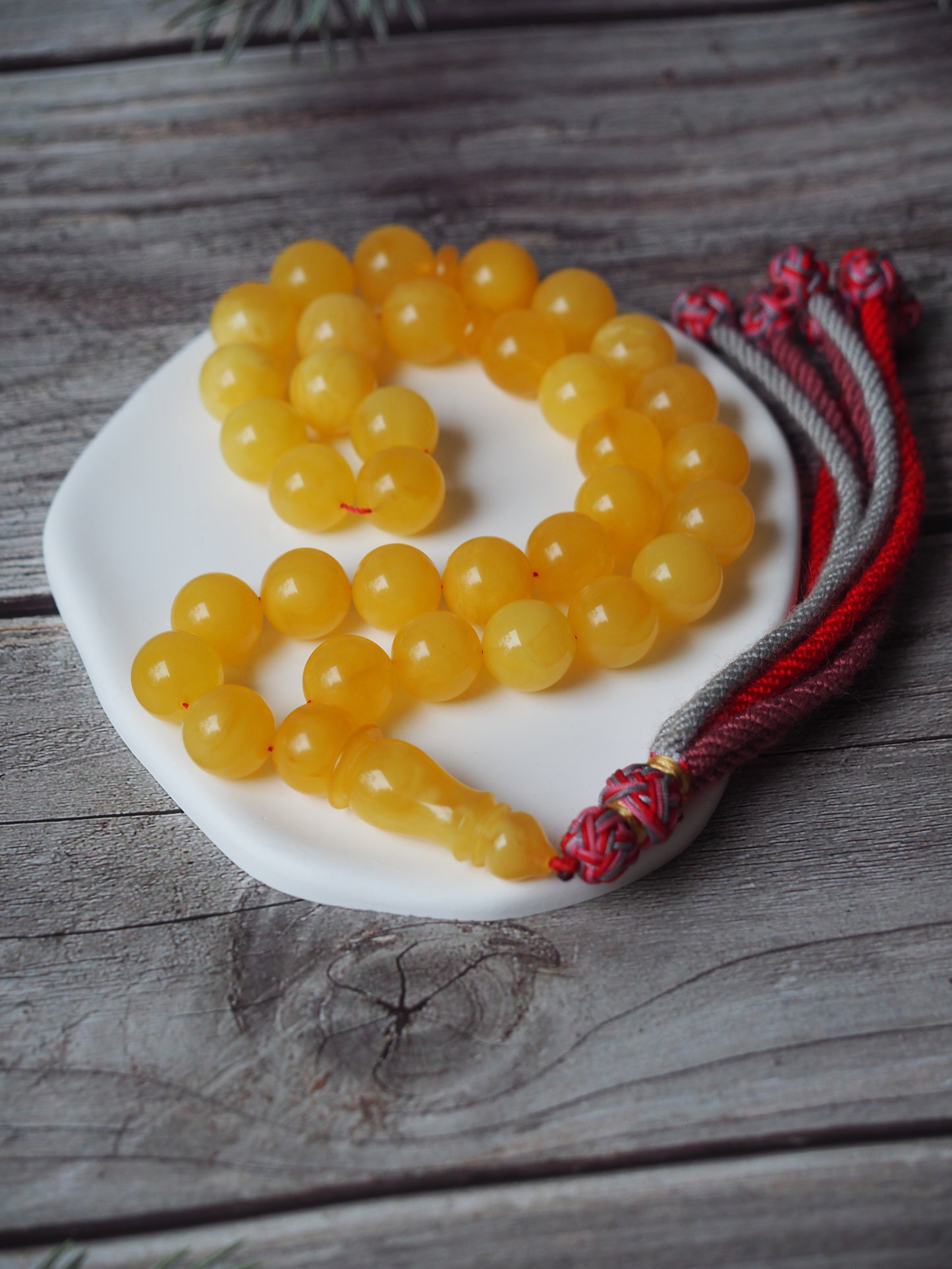 Natural Butterscotch Amber Misbah 33 Beads 13 mm