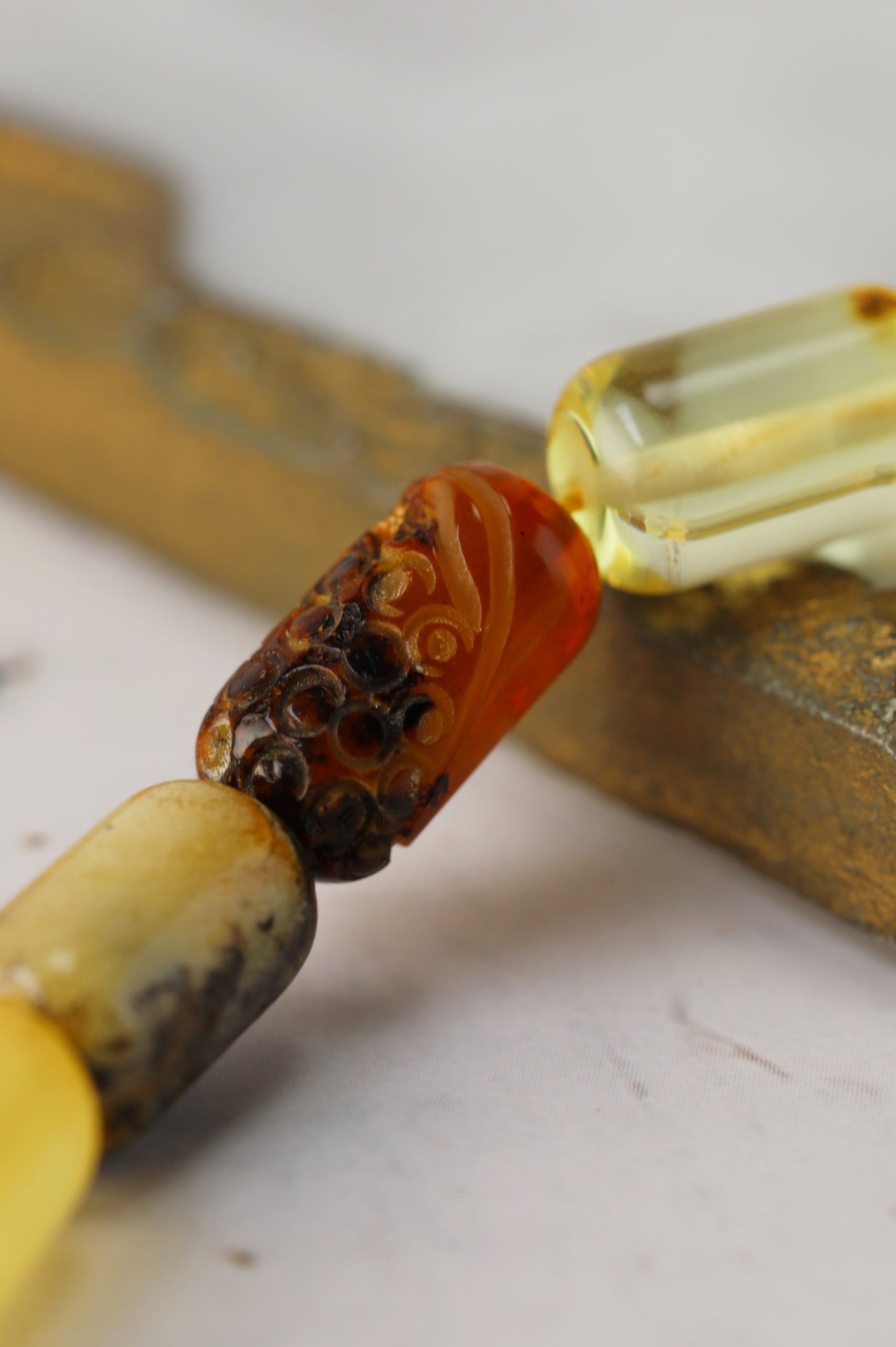 Mackintosh Oreo Amber Misbah – 45 Antique Beads + 3 Spares