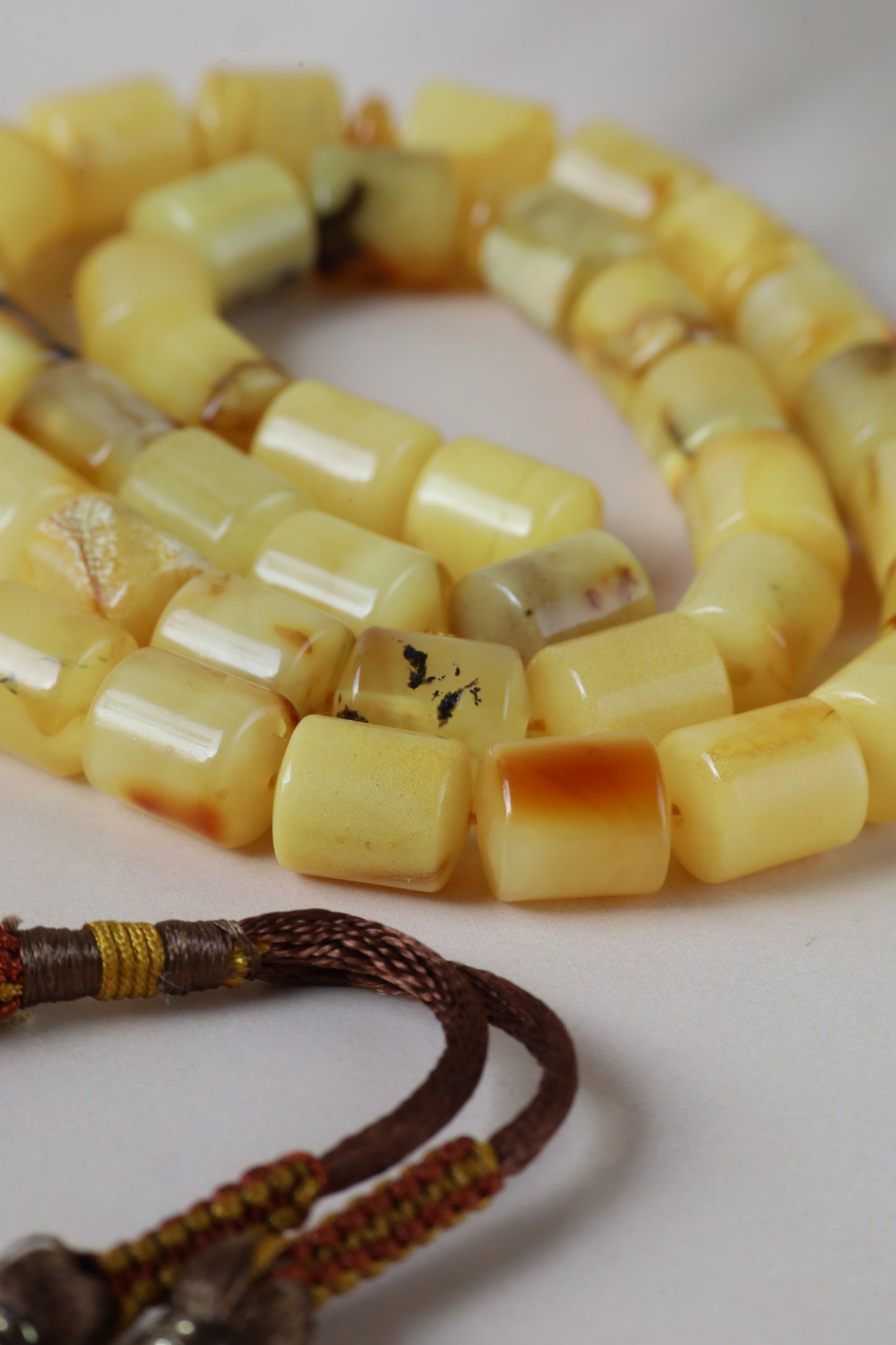 Natural Multicolor Raw Barrel Shape Amber Tasbih 45 Beads