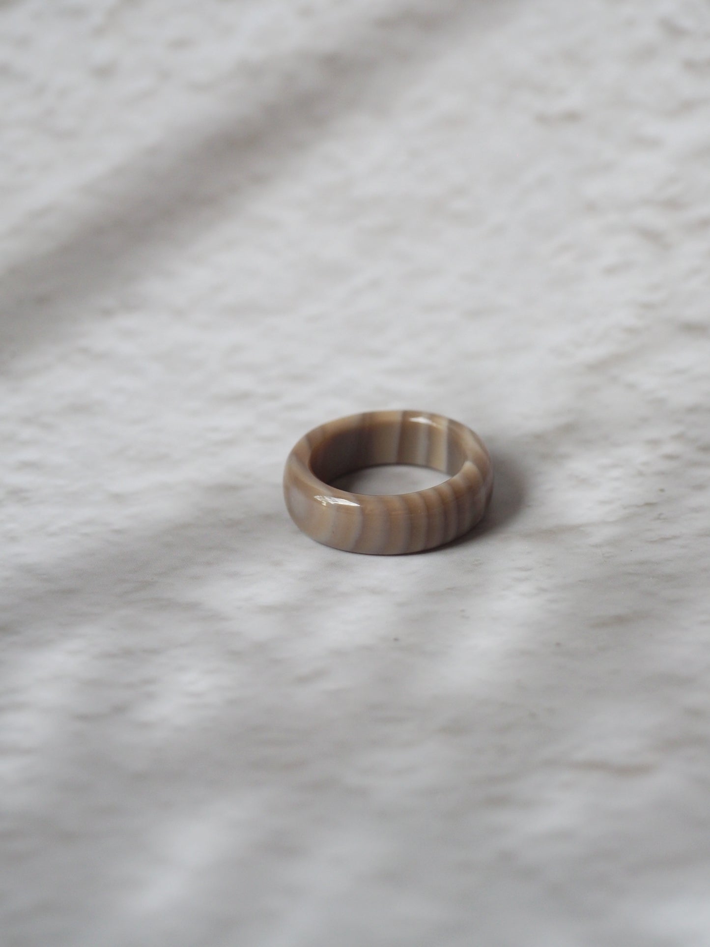 Unique Natural Striped Flint Ring
