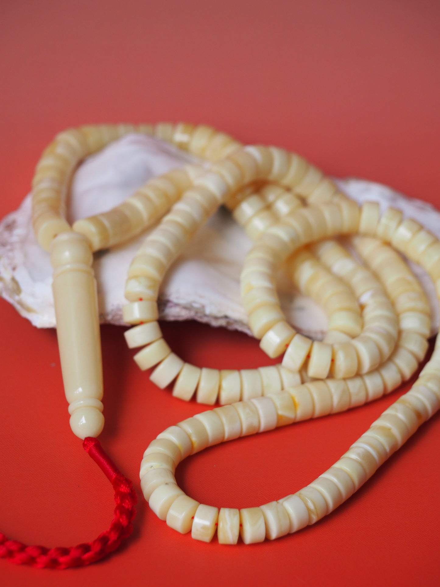 Natural Ceramic Light Milk Donut Shaped Amber Rosary / Misbaha 159 Beads