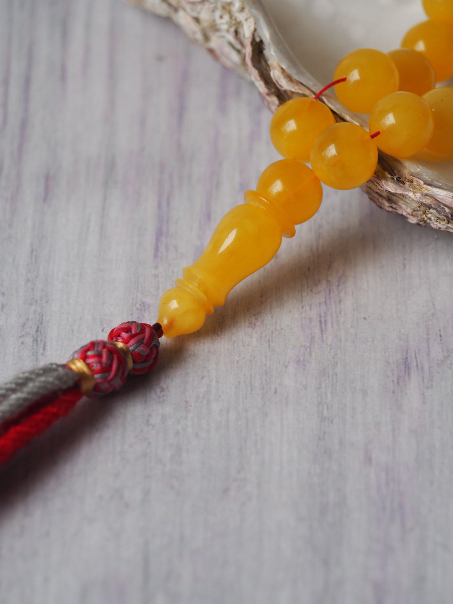 Natural Butterscotch Amber Misbah 33 Beads 13 mm
