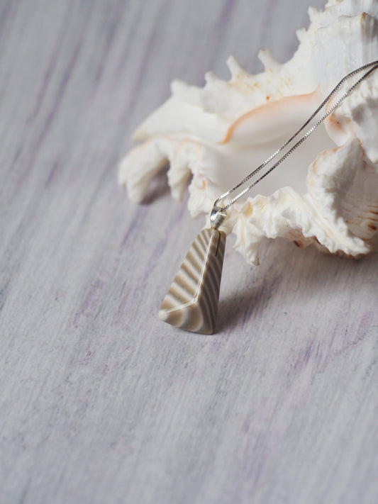 Natural Striped Flint Pendant with Silver Hook