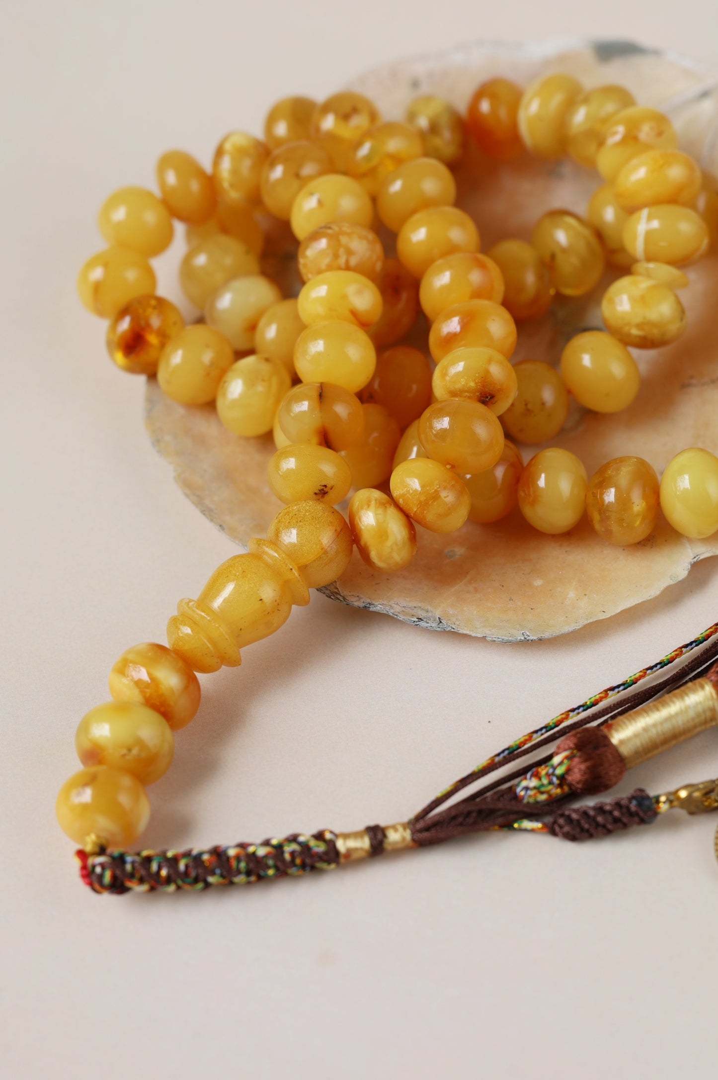 Raw Aged Honey Donut Shape Baltic Amber Rosary – 66 Beads + 3 Spares