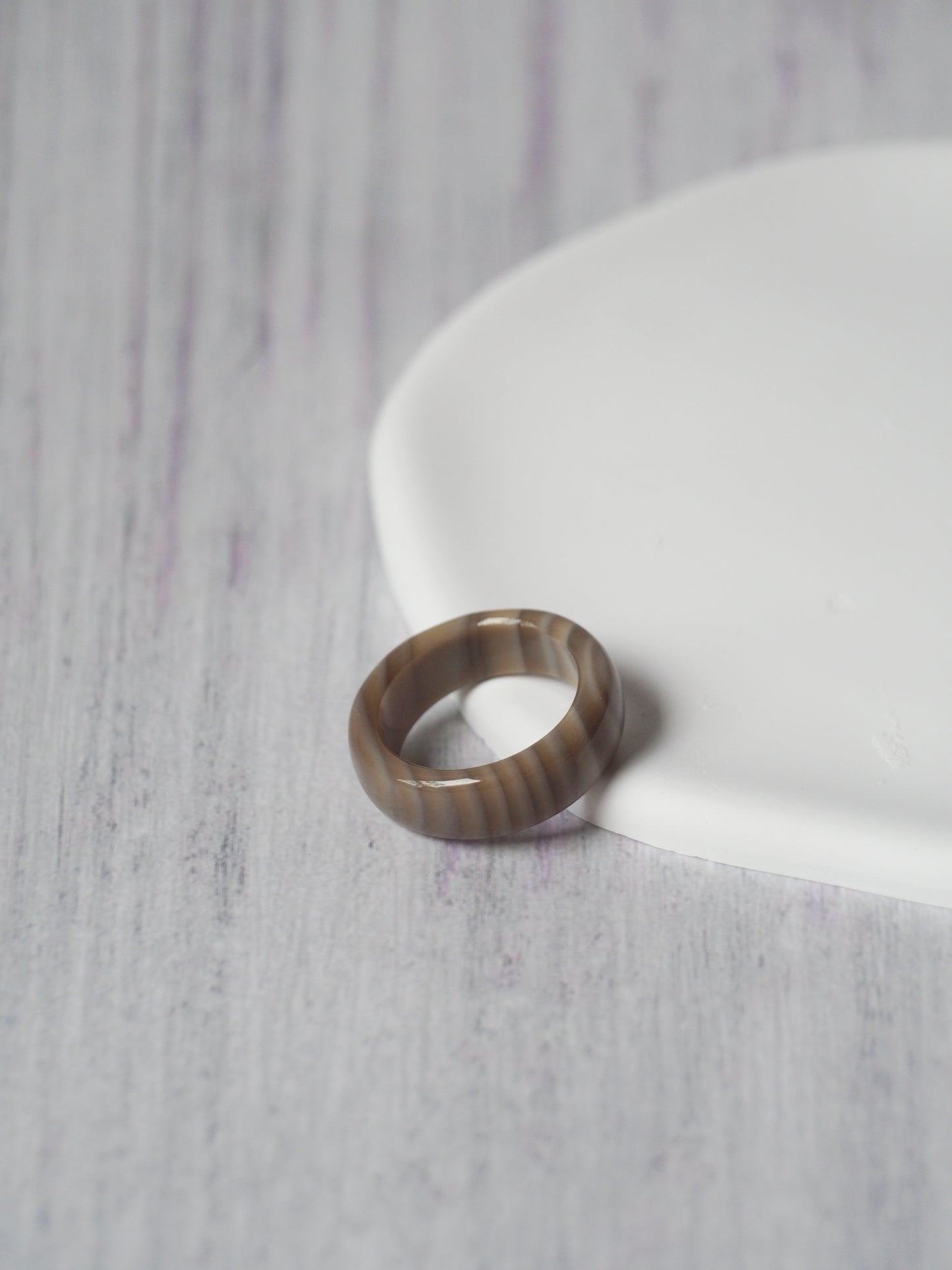 Unique Natural Striped Flint Ring