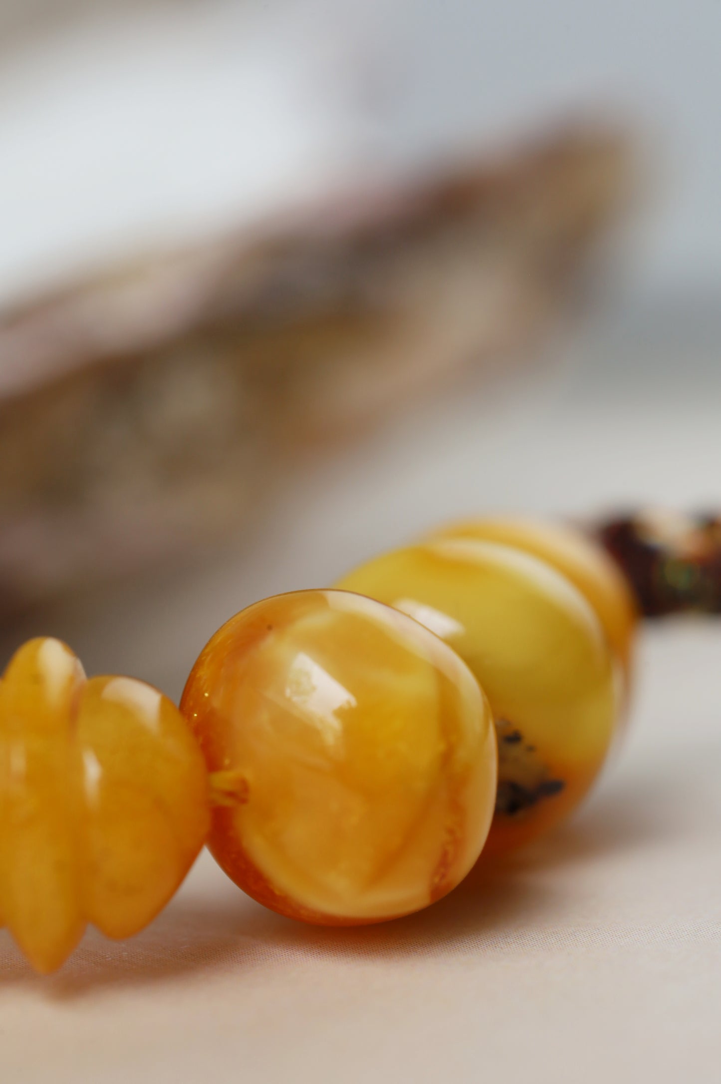 Raw Aged Honey Donut Shape Baltic Amber Rosary – 66 Beads + 3 Spares