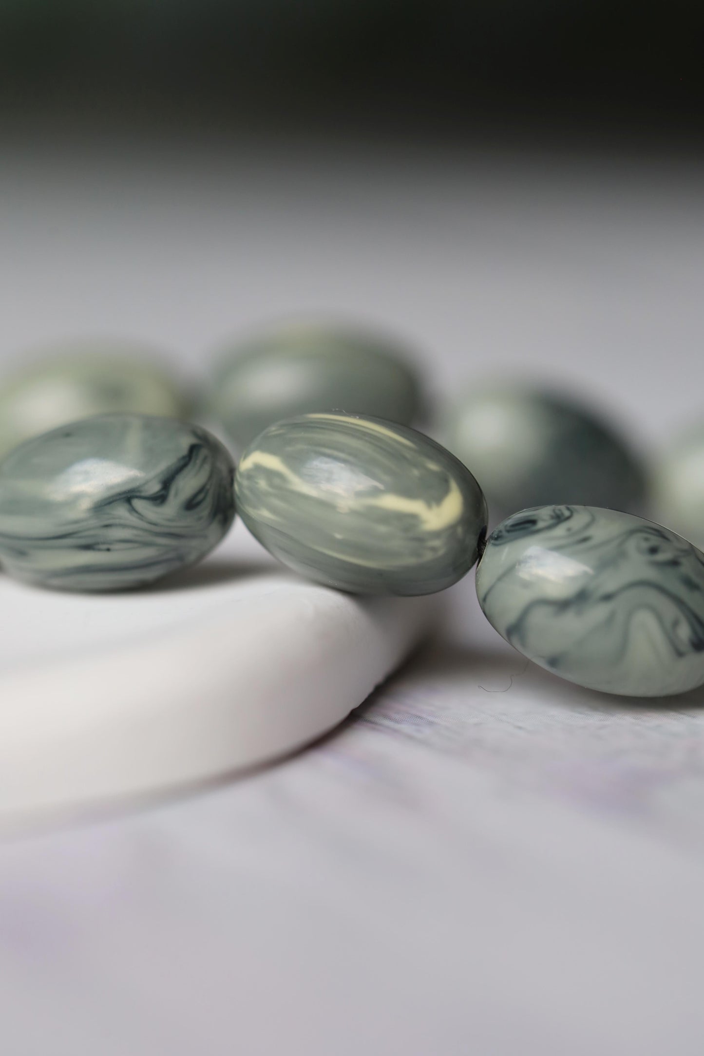 Cloudy Grey "Chernobyl" Bakelite Misbah 33 Beads