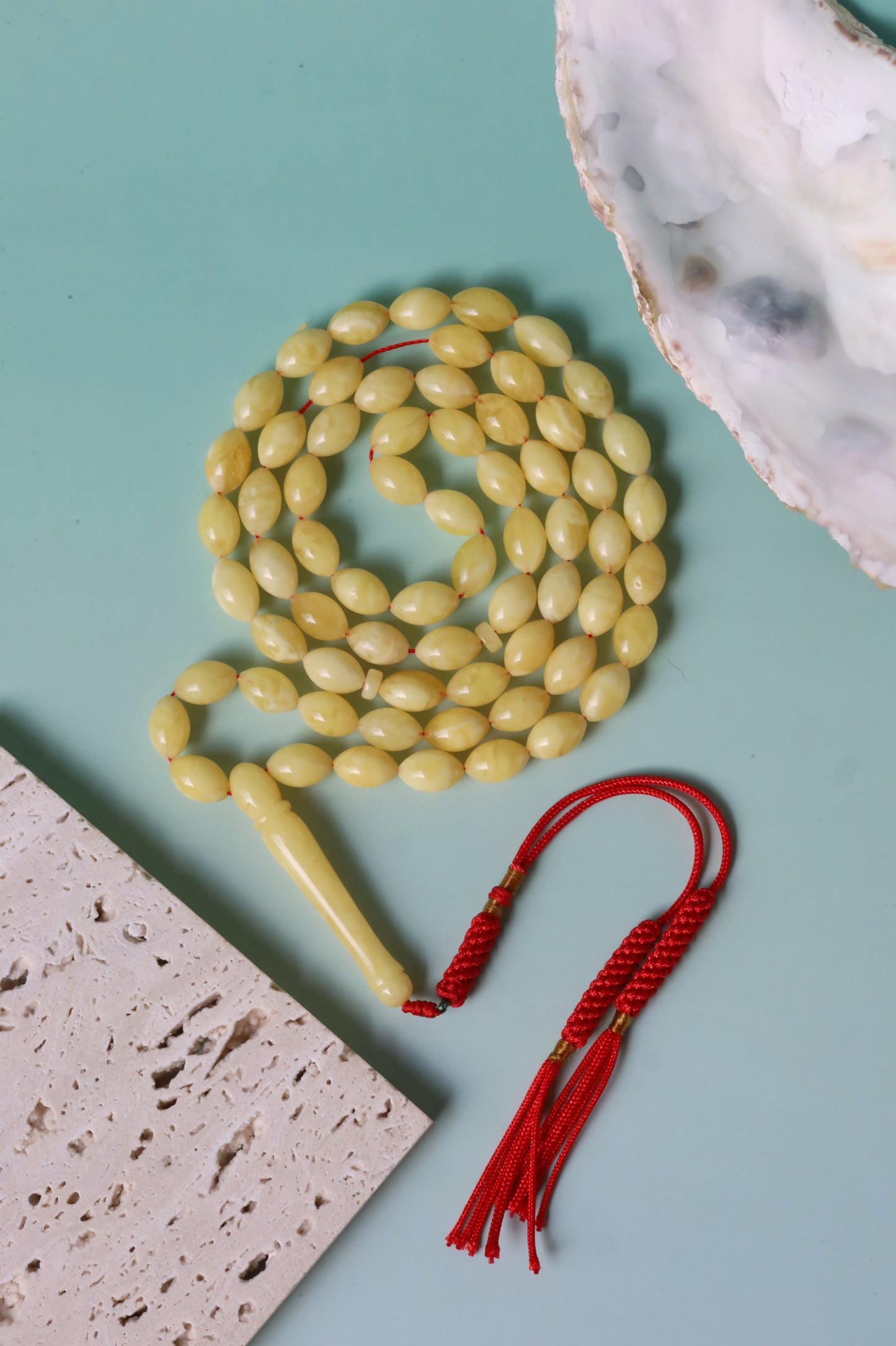 Tiger Butterscotch Amber Misbah – 66 Olive Beads