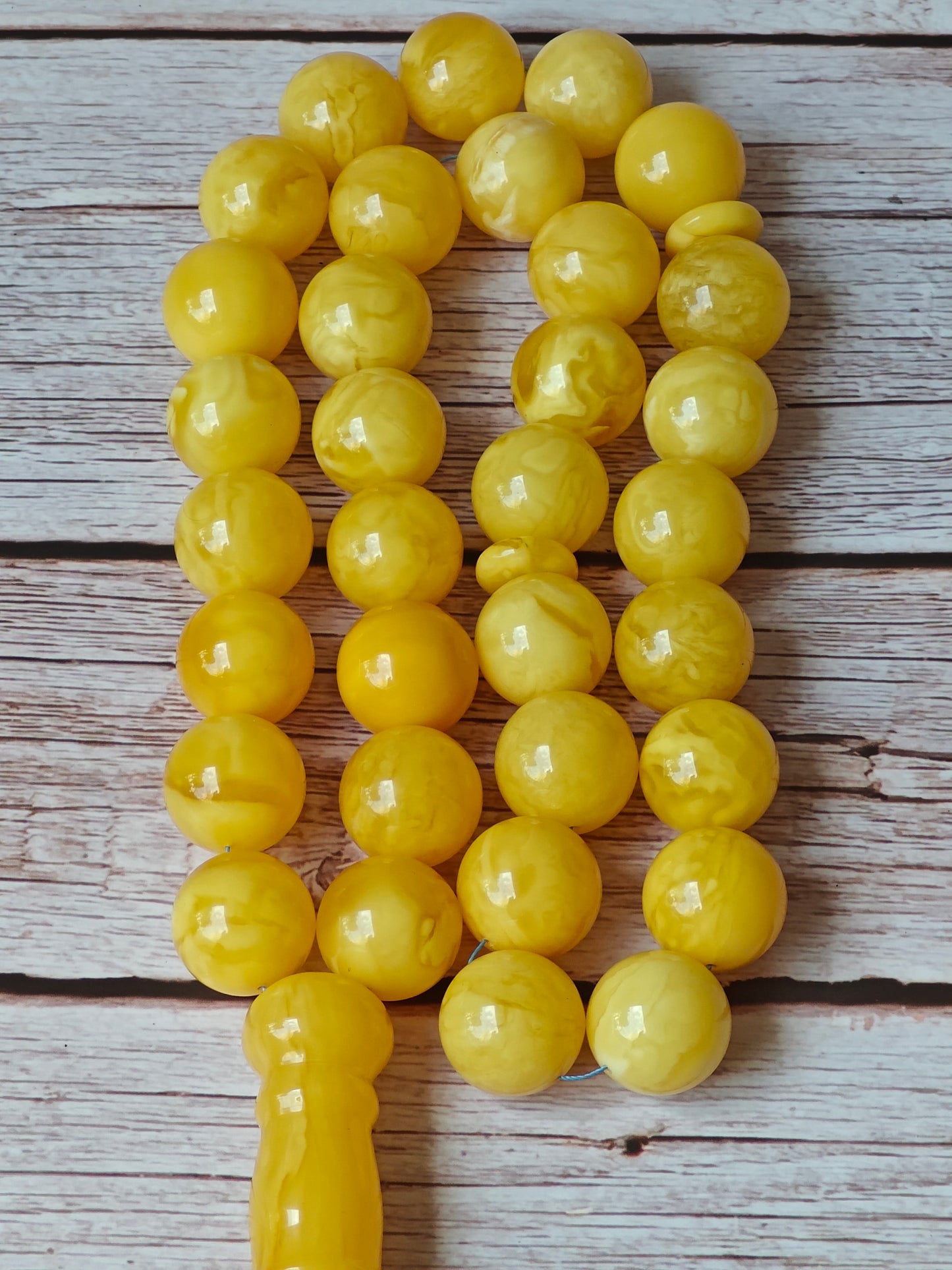 Natural Unique Huge Butterscotch Amber Misbaha Prayer Beads 19.5 mm + Certificate 33 Beads