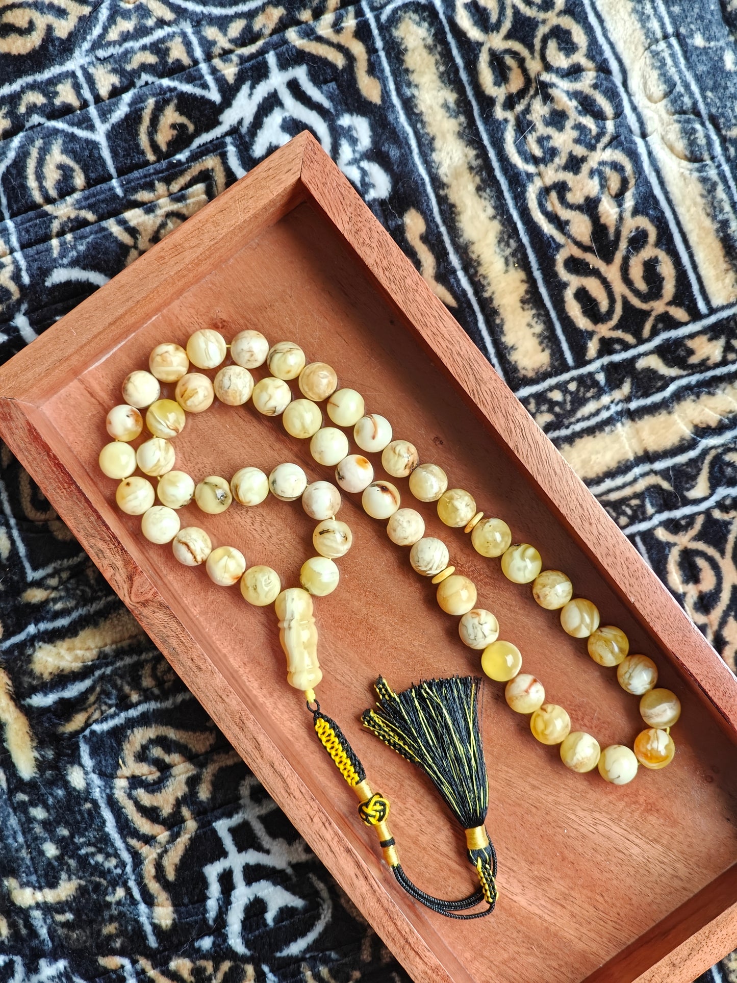 Natural Marble 12 mm Amber Rosary / Tasbih 51 Beads