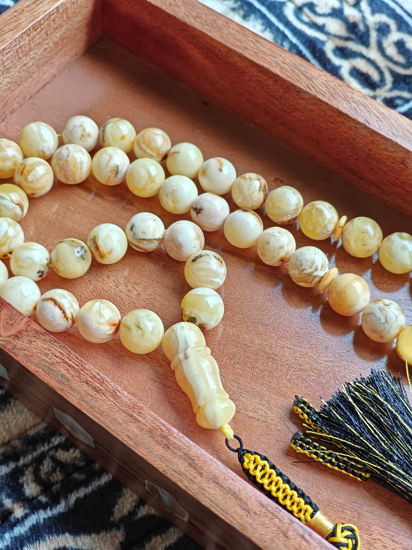 Natural Marble 12 mm Amber Rosary / Tasbih 51 Beads