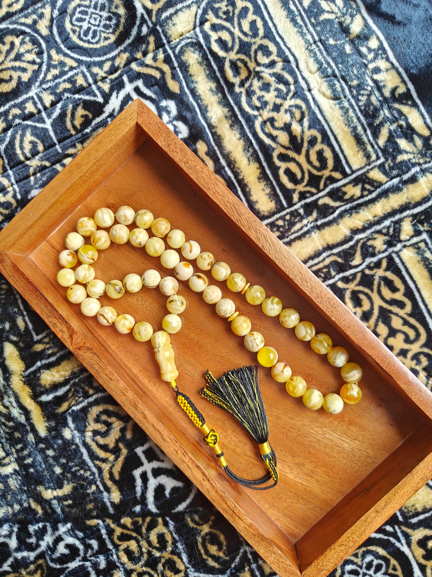 Natural Marble 12 mm Amber Rosary / Tasbih 51 Beads