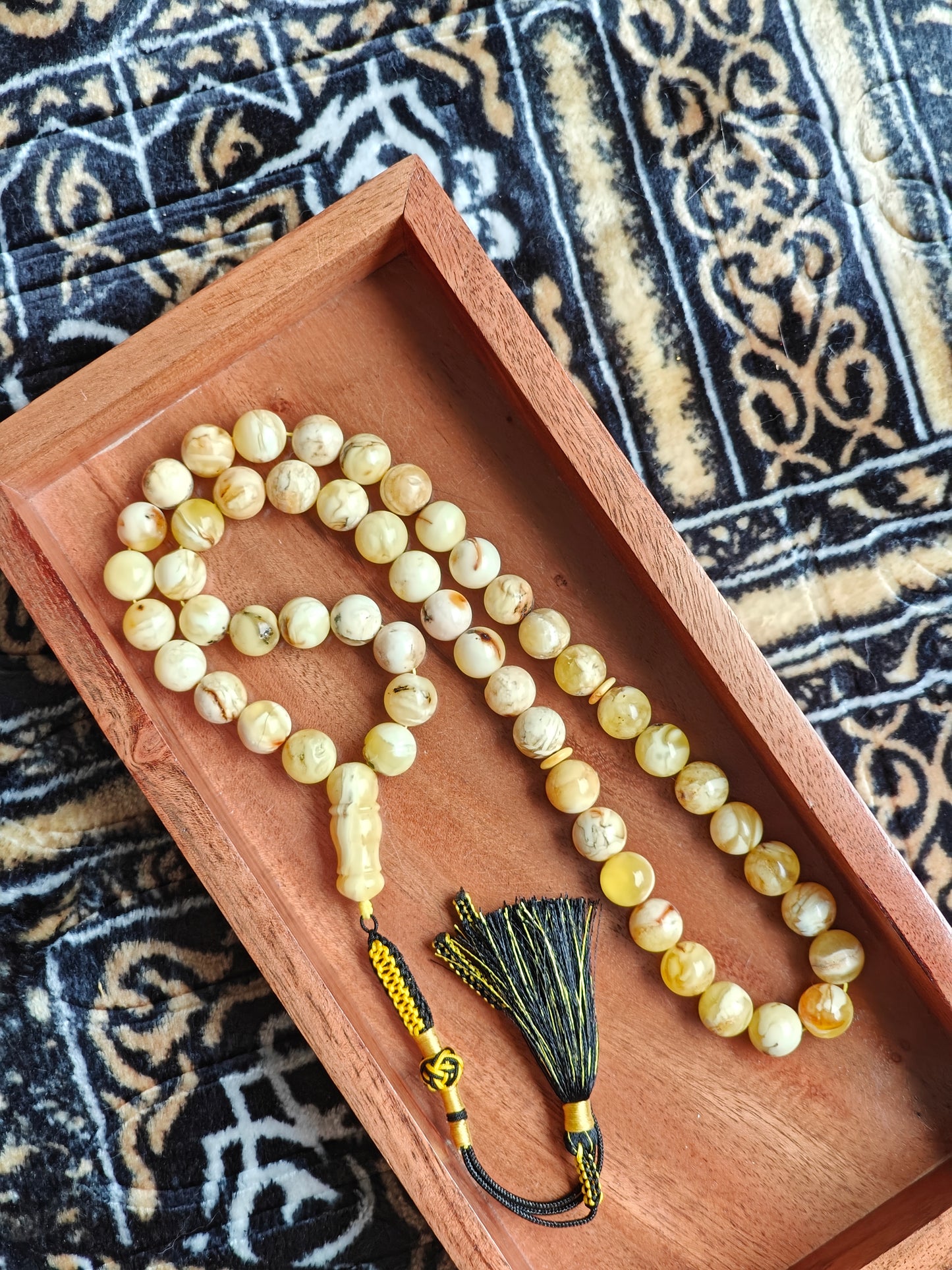 Natural Marble 12 mm Amber Rosary / Tasbih 51 Beads