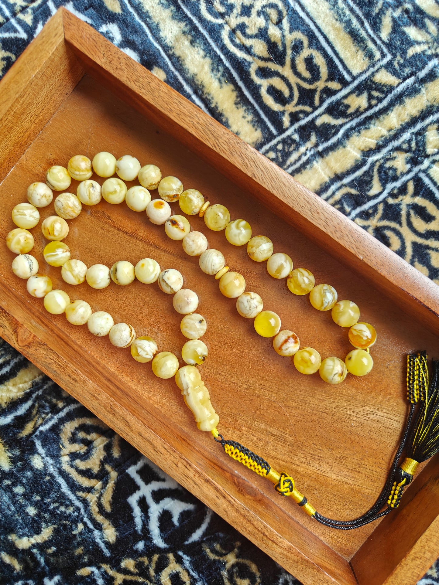 Natural Marble 12 mm Amber Rosary / Tasbih 51 Beads