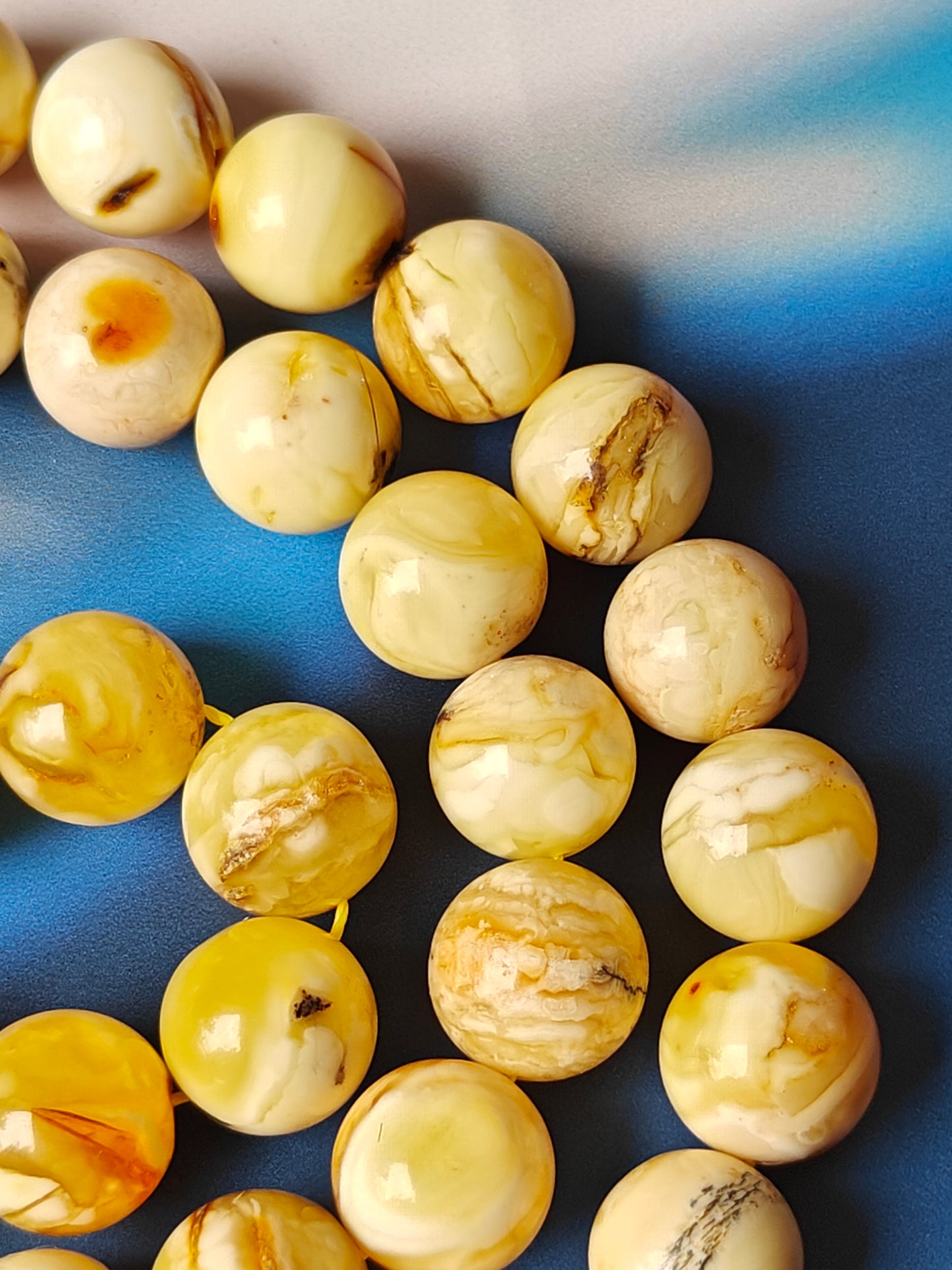 Natural Marble 12 mm Amber Rosary / Tasbih 51 Beads