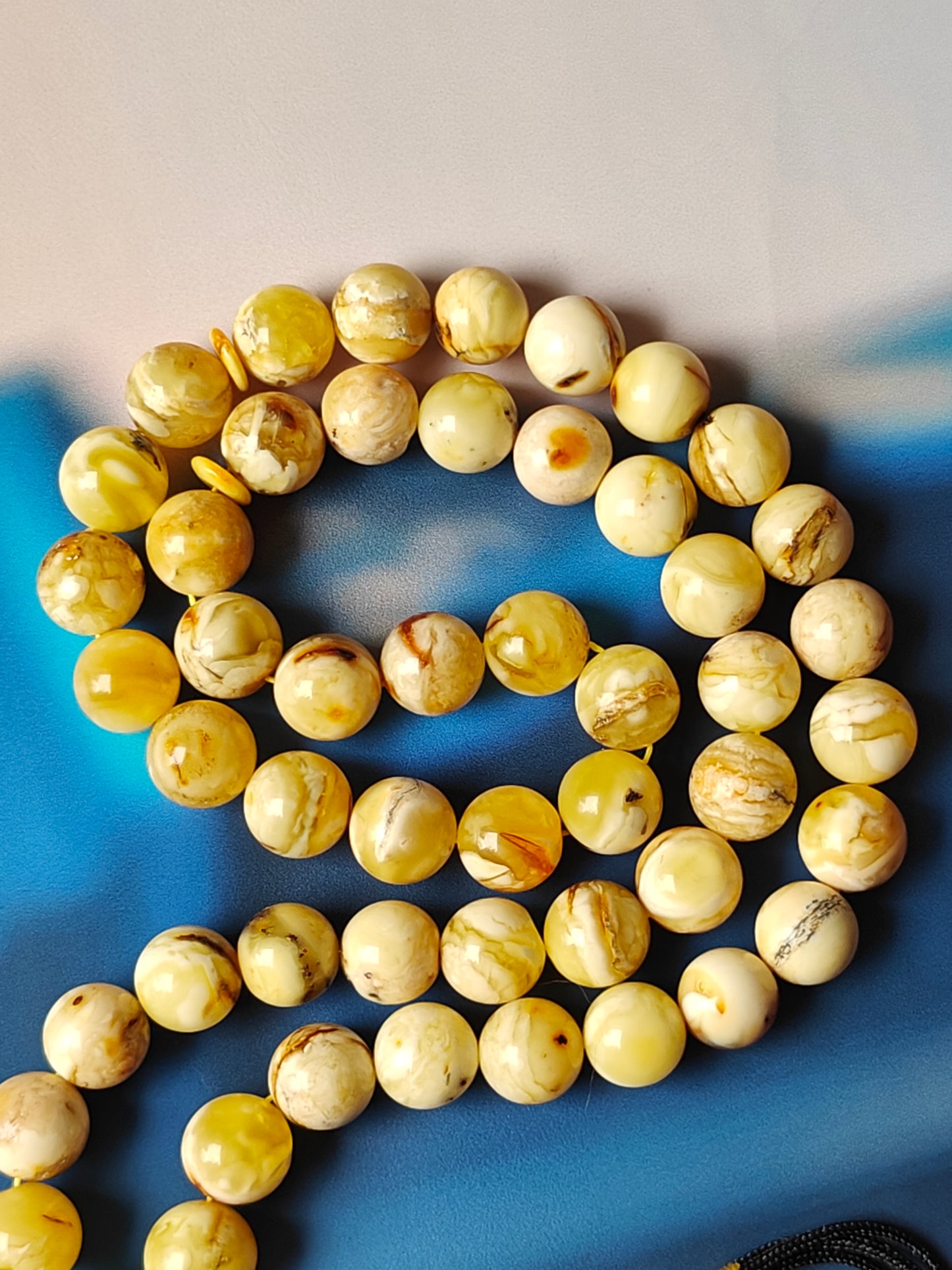 Natural Marble 12 mm Amber Rosary / Tasbih 51 Beads