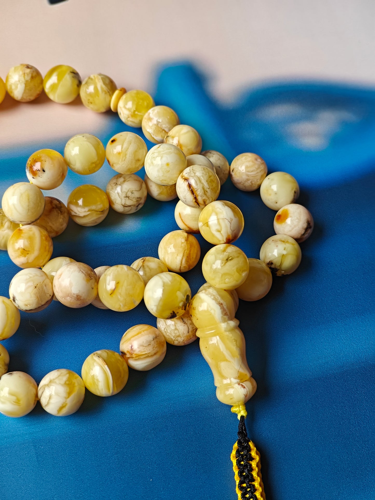 Natural Marble 12 mm Amber Rosary / Tasbih 51 Beads