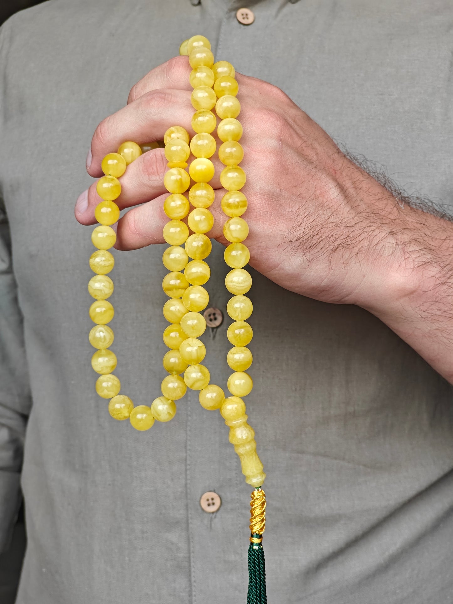 Natural Butterscotch Amber Rosary with Certificate 66 Beads