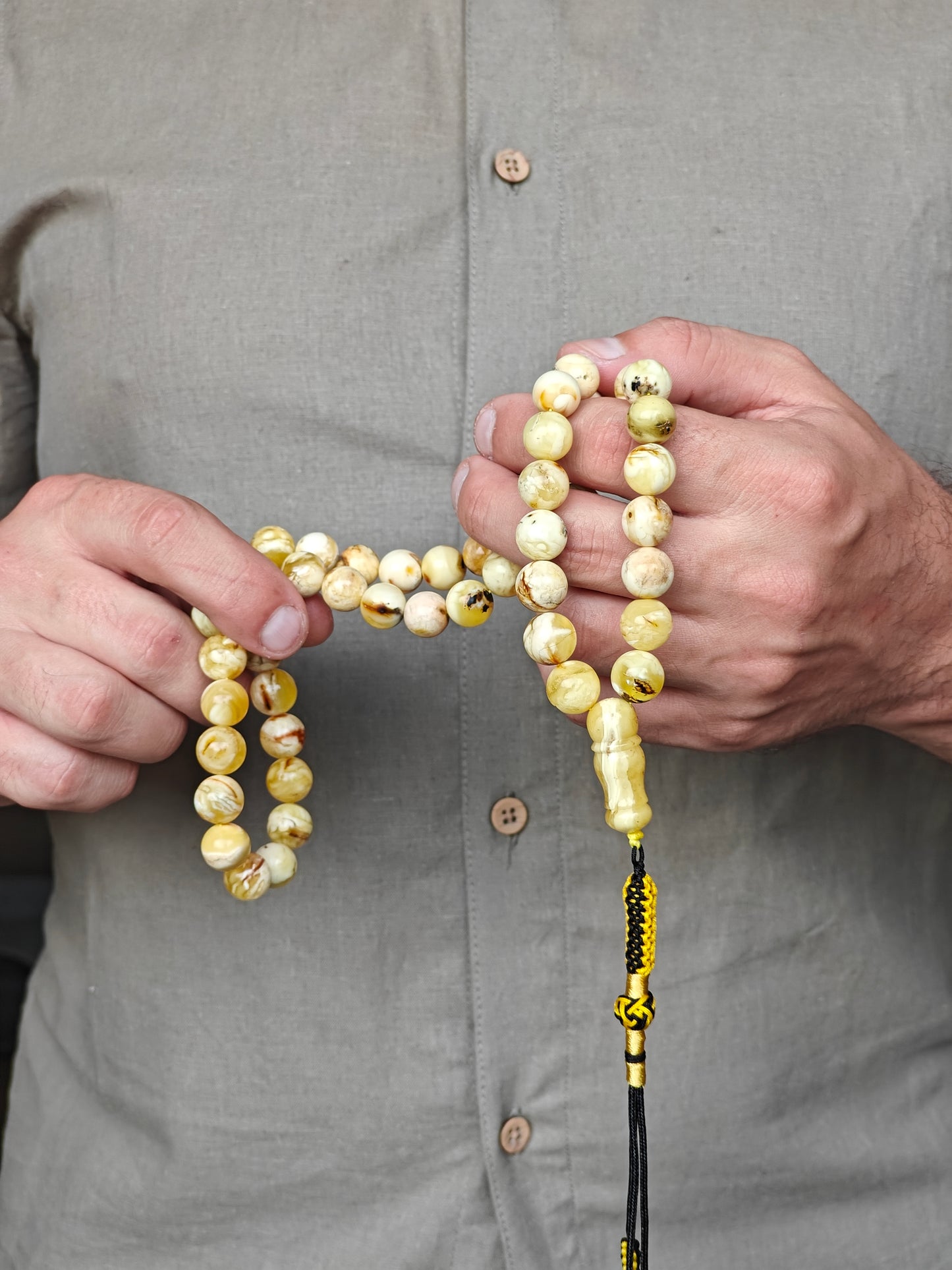 Natural Marble 12 mm Amber Rosary / Tasbih 51 Beads