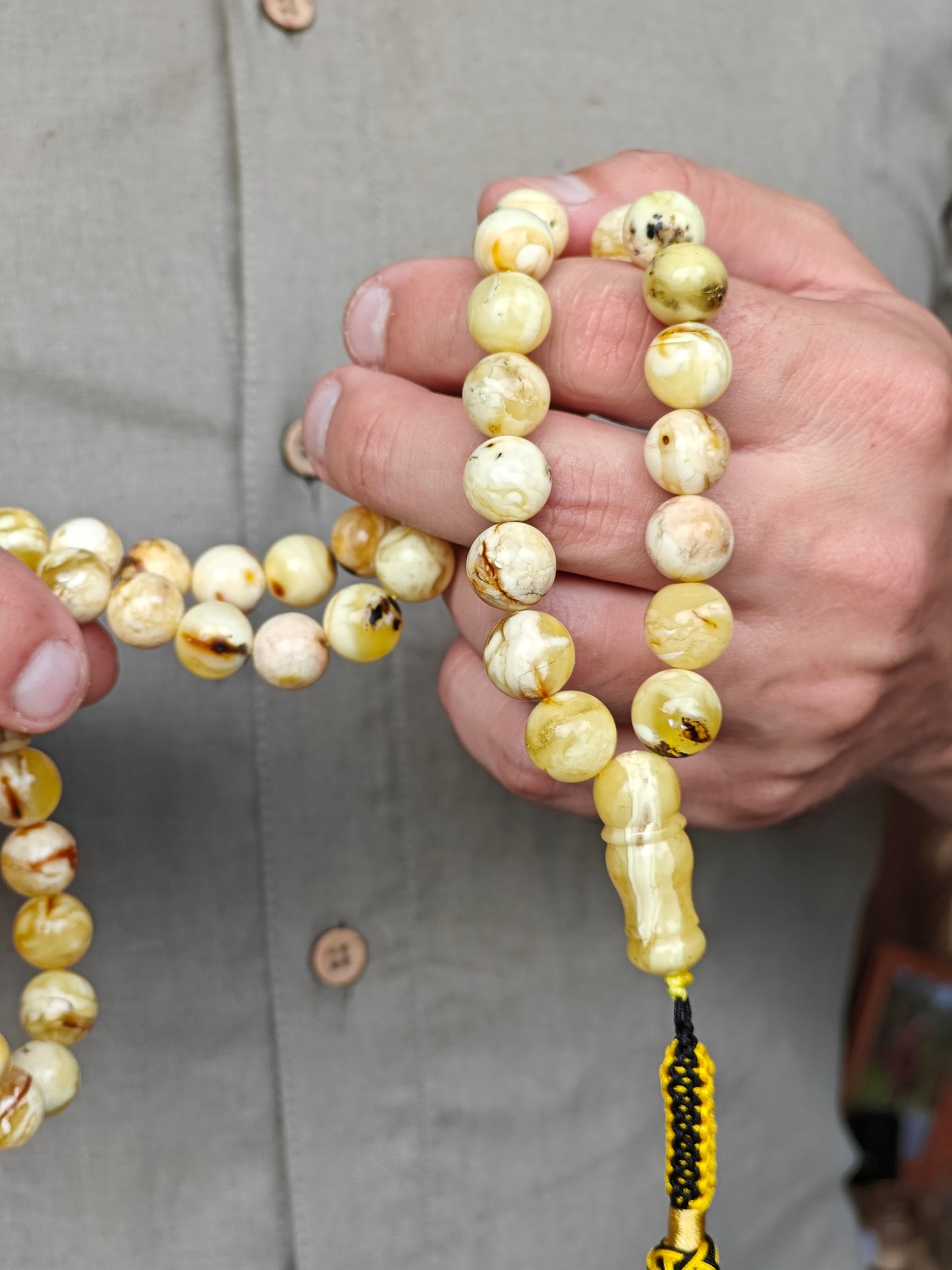 Natural Marble 12 mm Amber Rosary / Tasbih 51 Beads