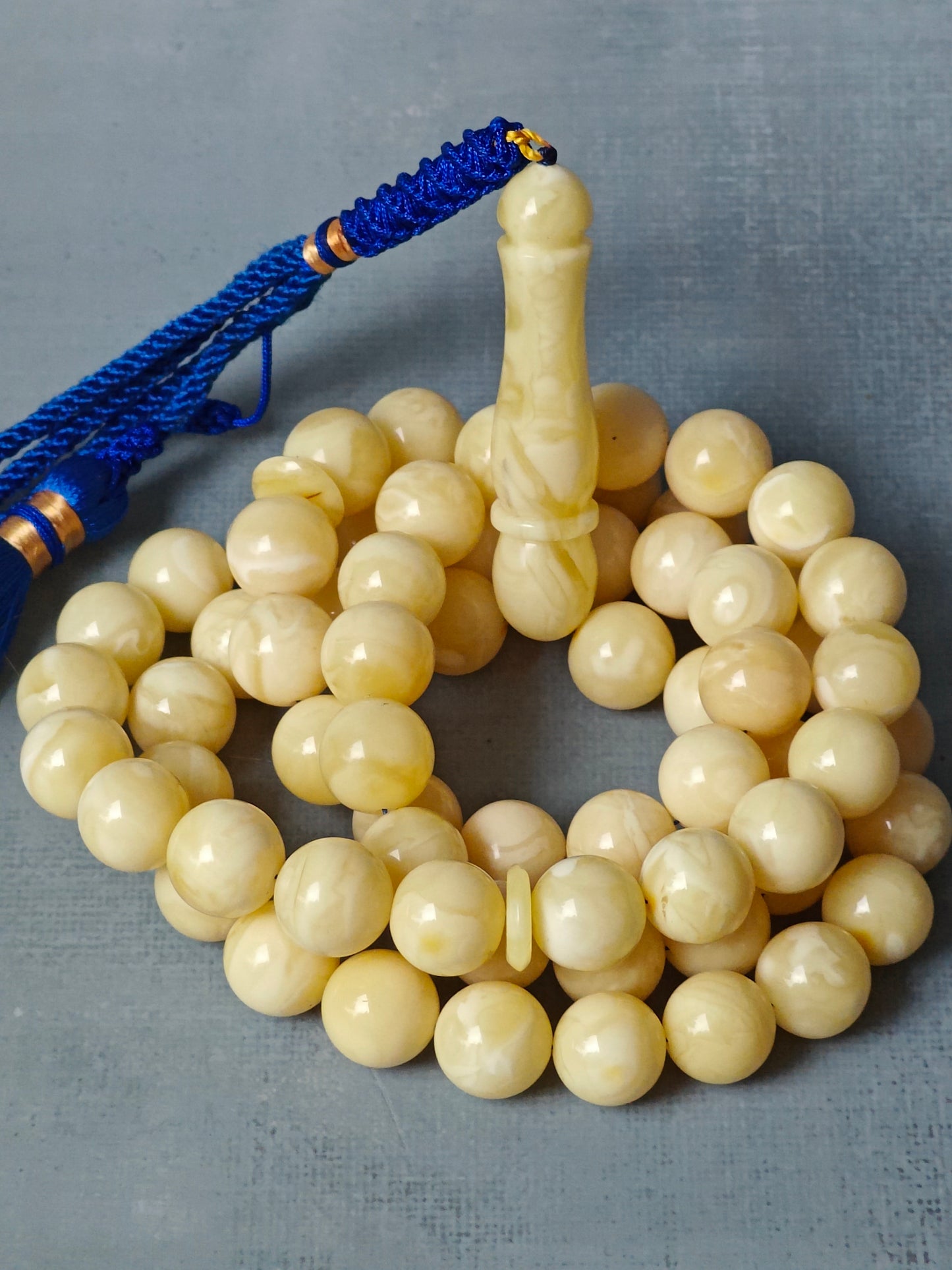 Natural Milk / Royal White Amber Rosary / Misbaha 66 Beads