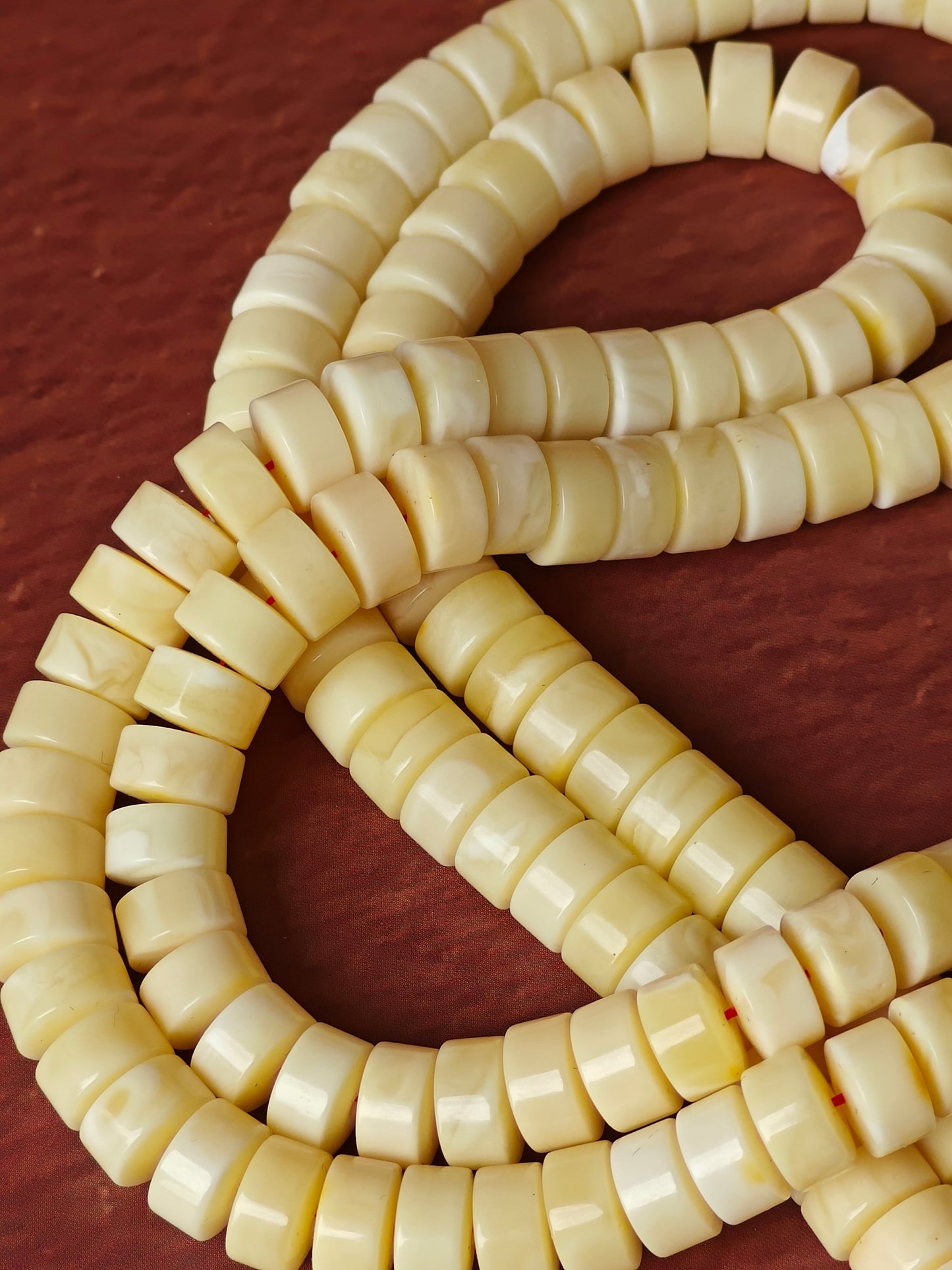 Natural Ceramic Light Milk Donut Shaped Amber Rosary / Misbaha 159 Beads