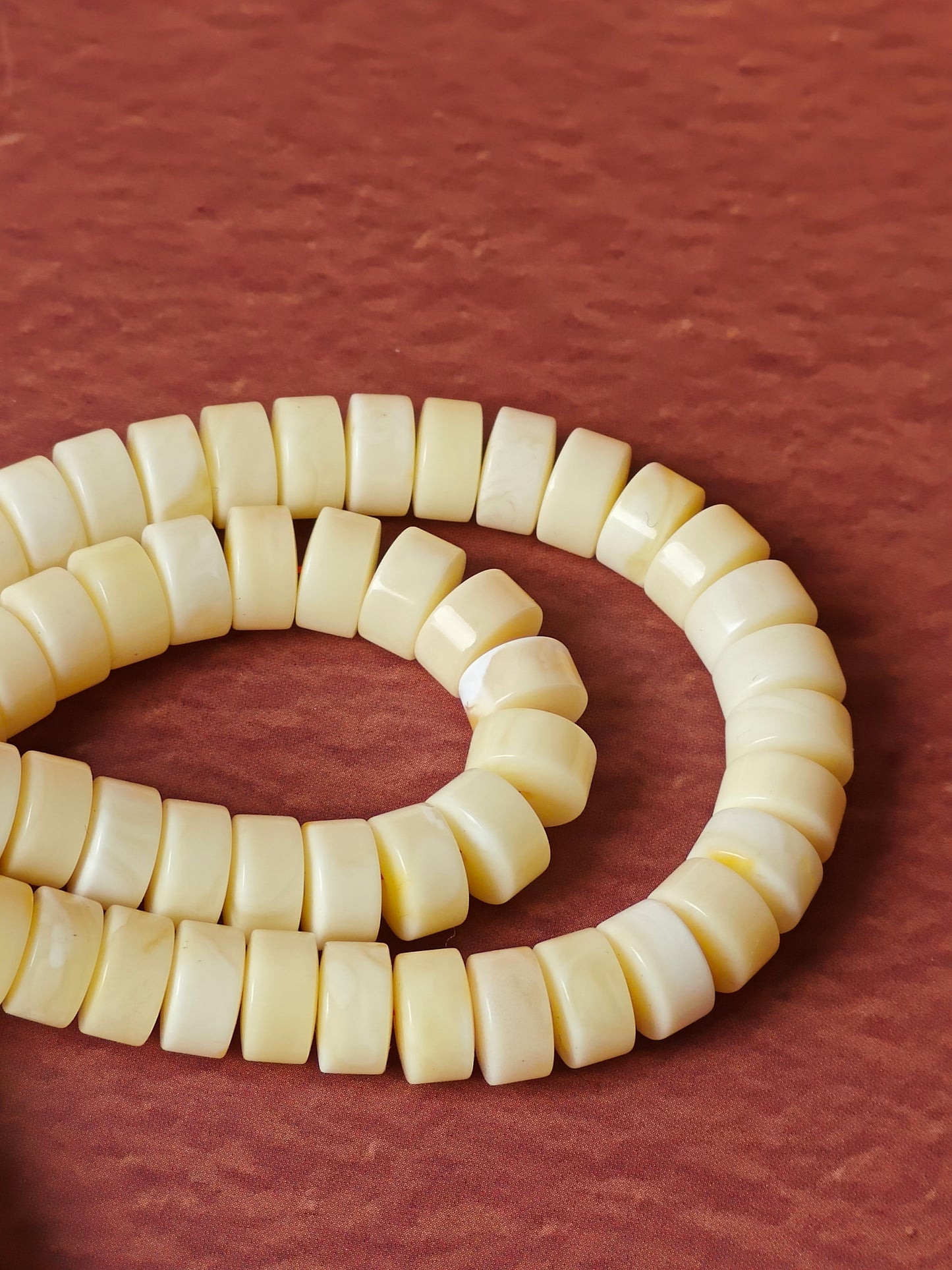 Natural Ceramic Light Milk Donut Shaped Amber Rosary / Misbaha 159 Beads